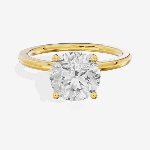 Vowsae Hidden Halo Round Engagement Ring (1/20 ct. tw.) in 14K Yellow Gold