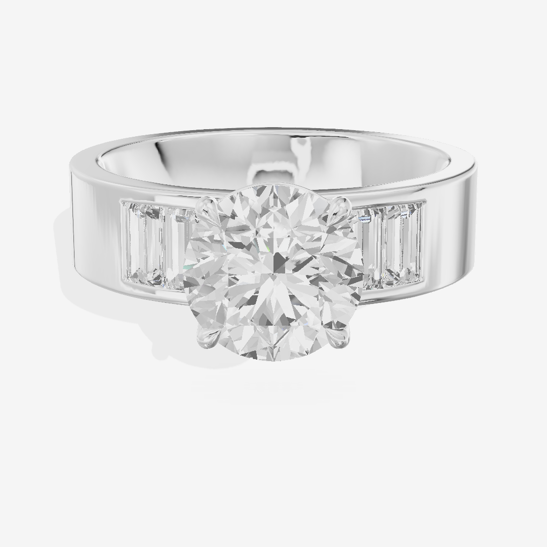 Grand Sincere Round Engagement Ring with Side Stones (3/5 ct. tw.) in Platinum