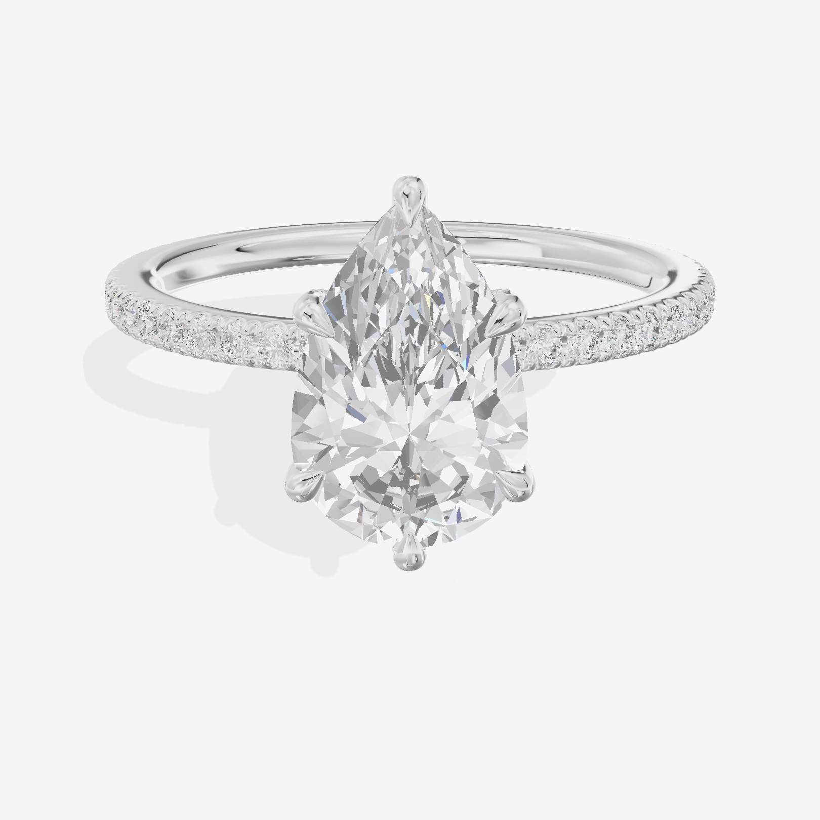 Lustrous Sincere Pear Engagement Ring with Side Stones (1/3 ct. tw.) in Platinum