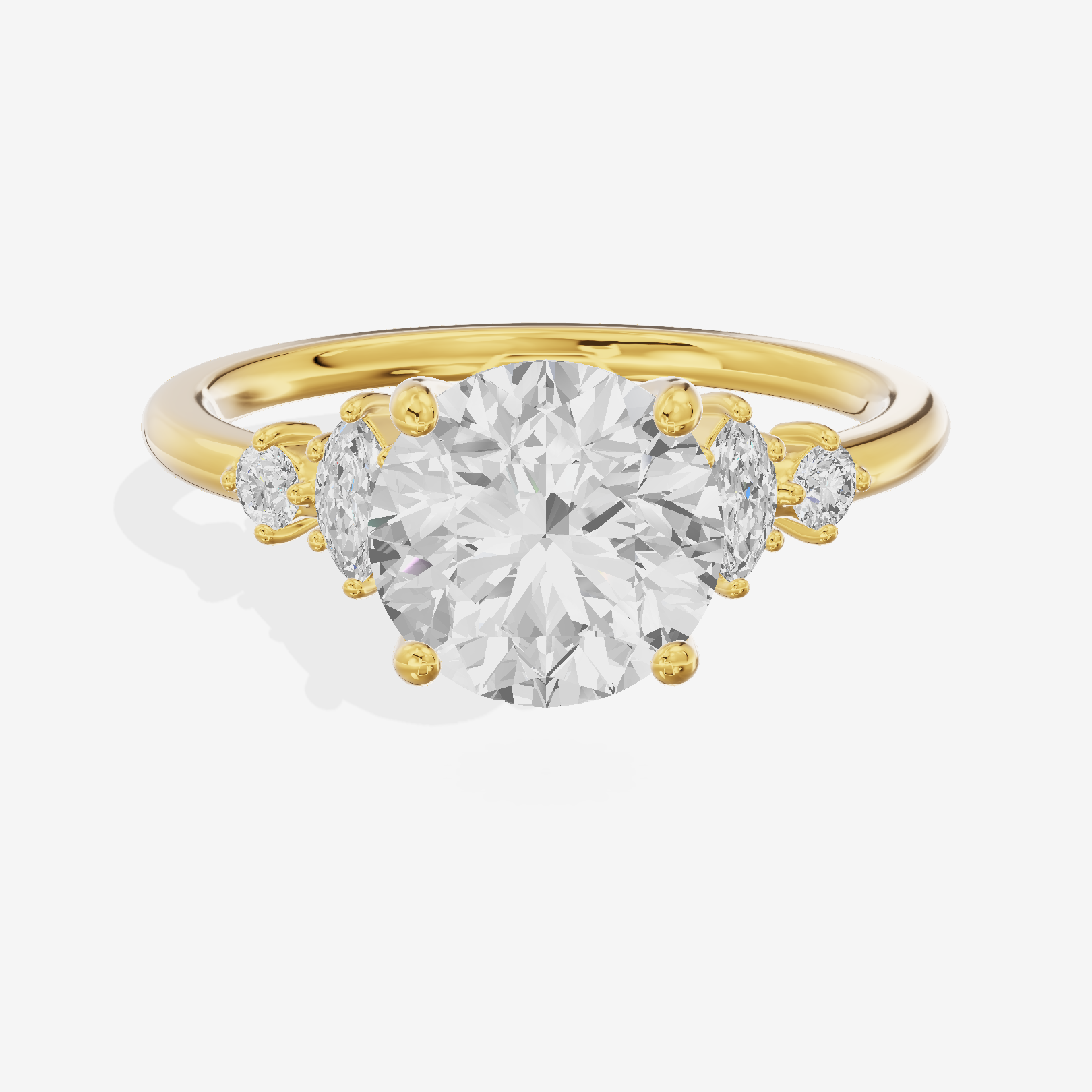 Hallowed Halcyon Round Engagement Ring with Side Stones (1/6 ct. tw.) in 14K Yellow Gold