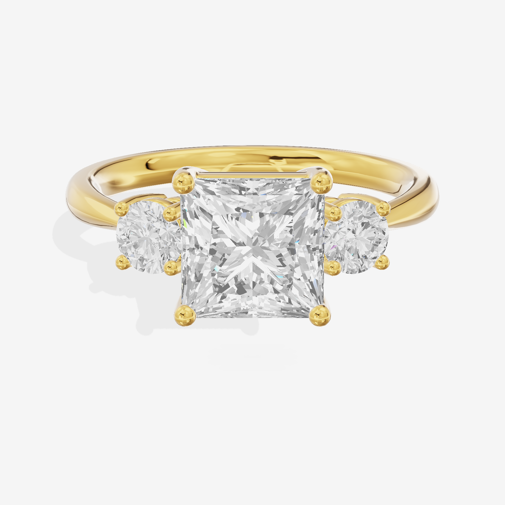 Grand Sincere Three Stone Princess Engagement Ring (1/3 ct. tw.) in 14K Yellow Gold