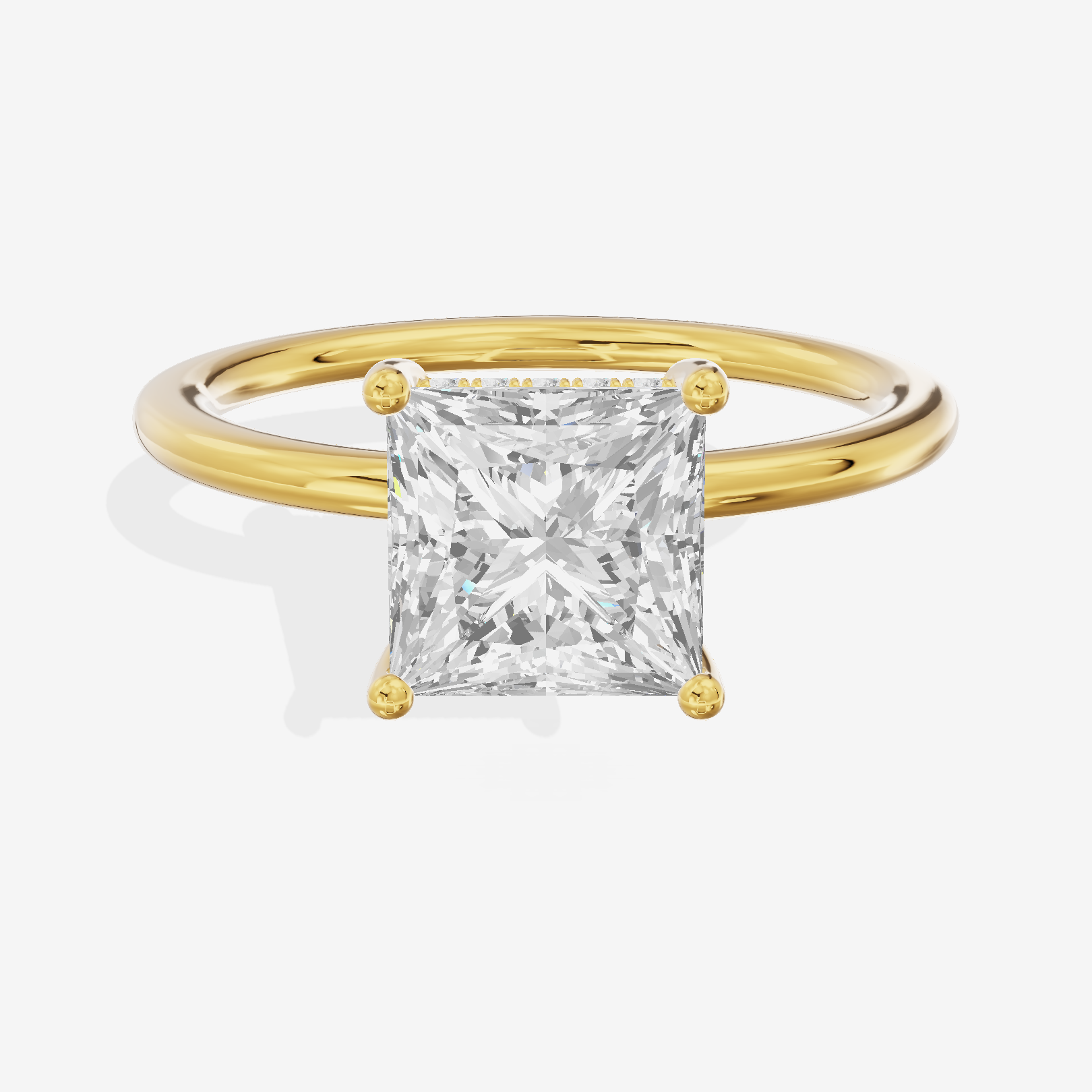 Reverya Hidden Halo Princess Engagement Ring (1/20 ct. tw.) in 14K Yellow Gold