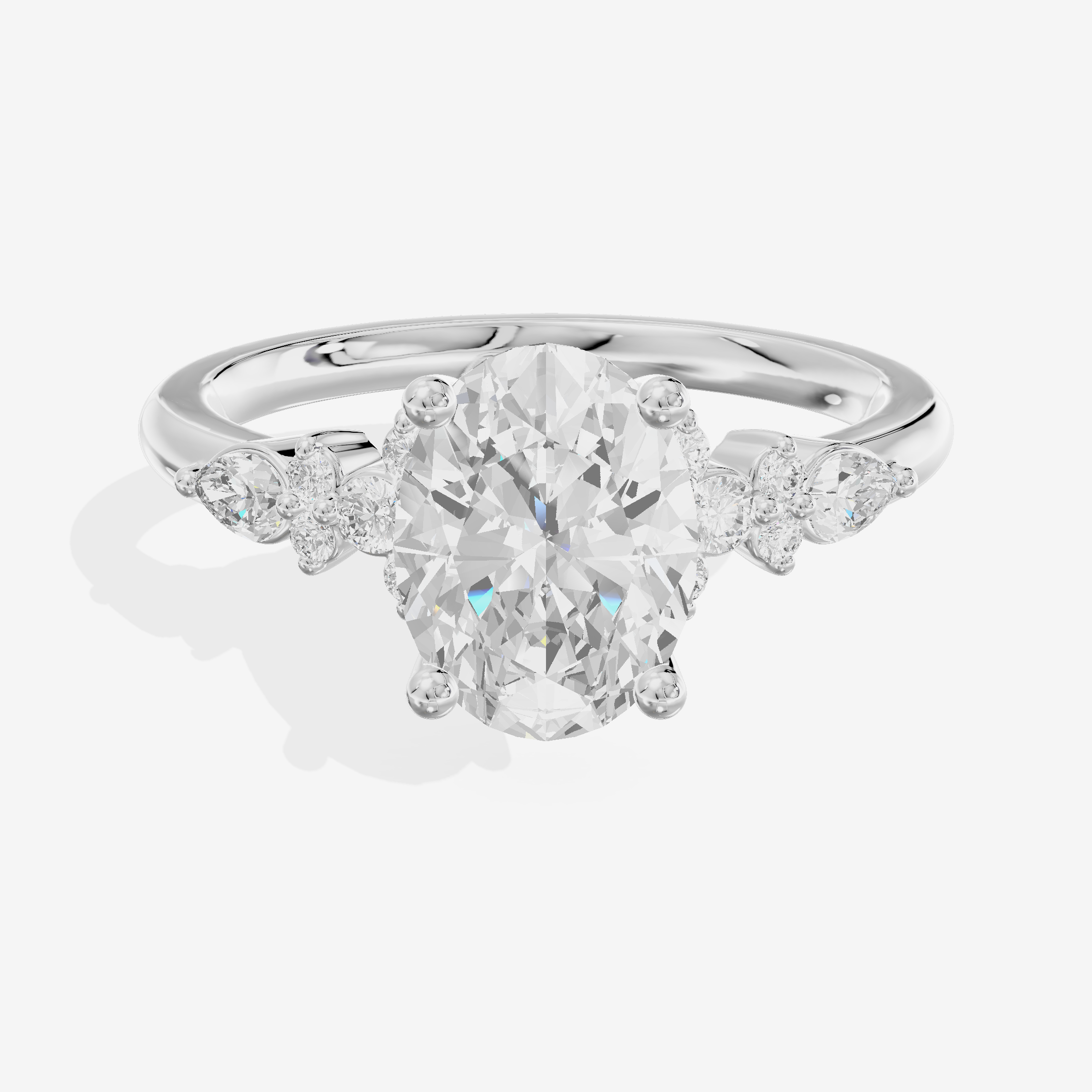 Luxe Sincere Oval Engagement Ring with Side Stones (1/10 ct. tw.) in Platinum