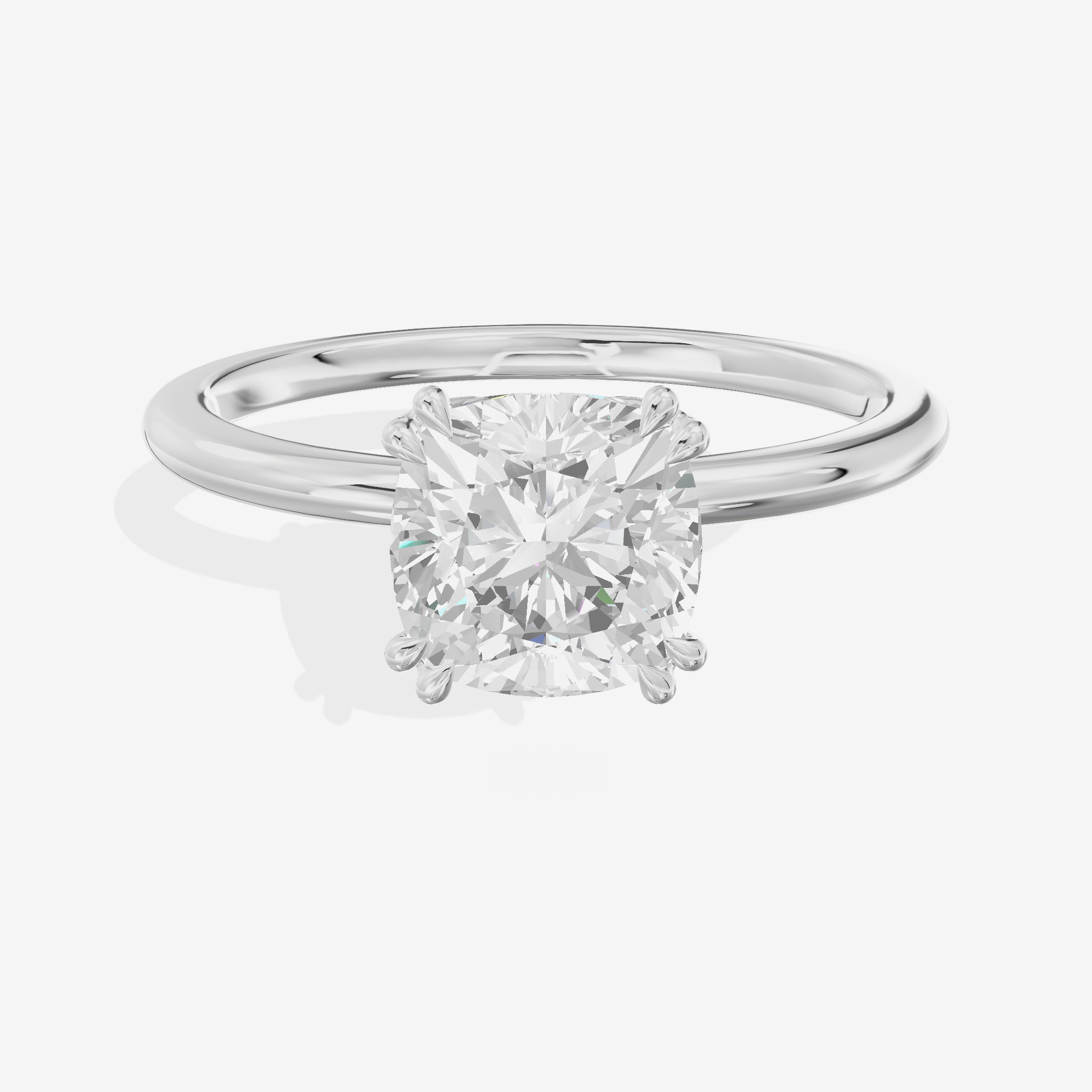 Promezza Solitaire 1.5mm Cushion Engagement Ring in 14K White Gold