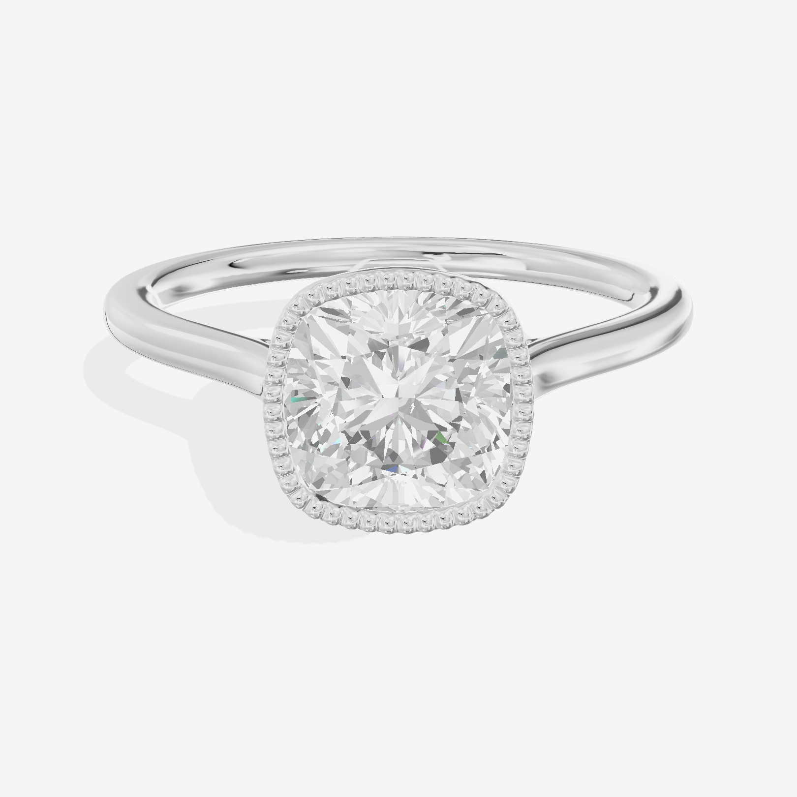 Modern Coeurine 1.5mm Cushion Bezel Engagement Ring in 14K White Gold