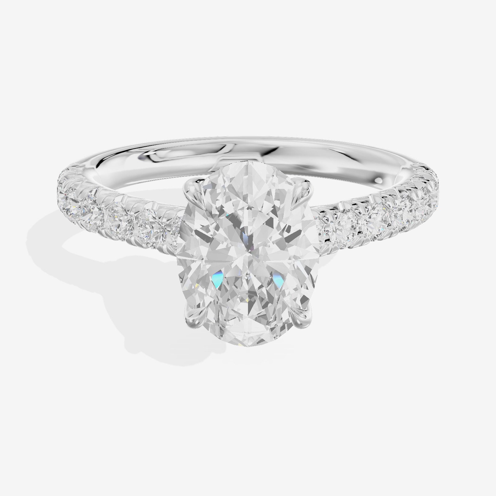 Whispered Sincere Oval Engagement Ring with Side Stones (2/5 ct. tw.) in 18K White Gold