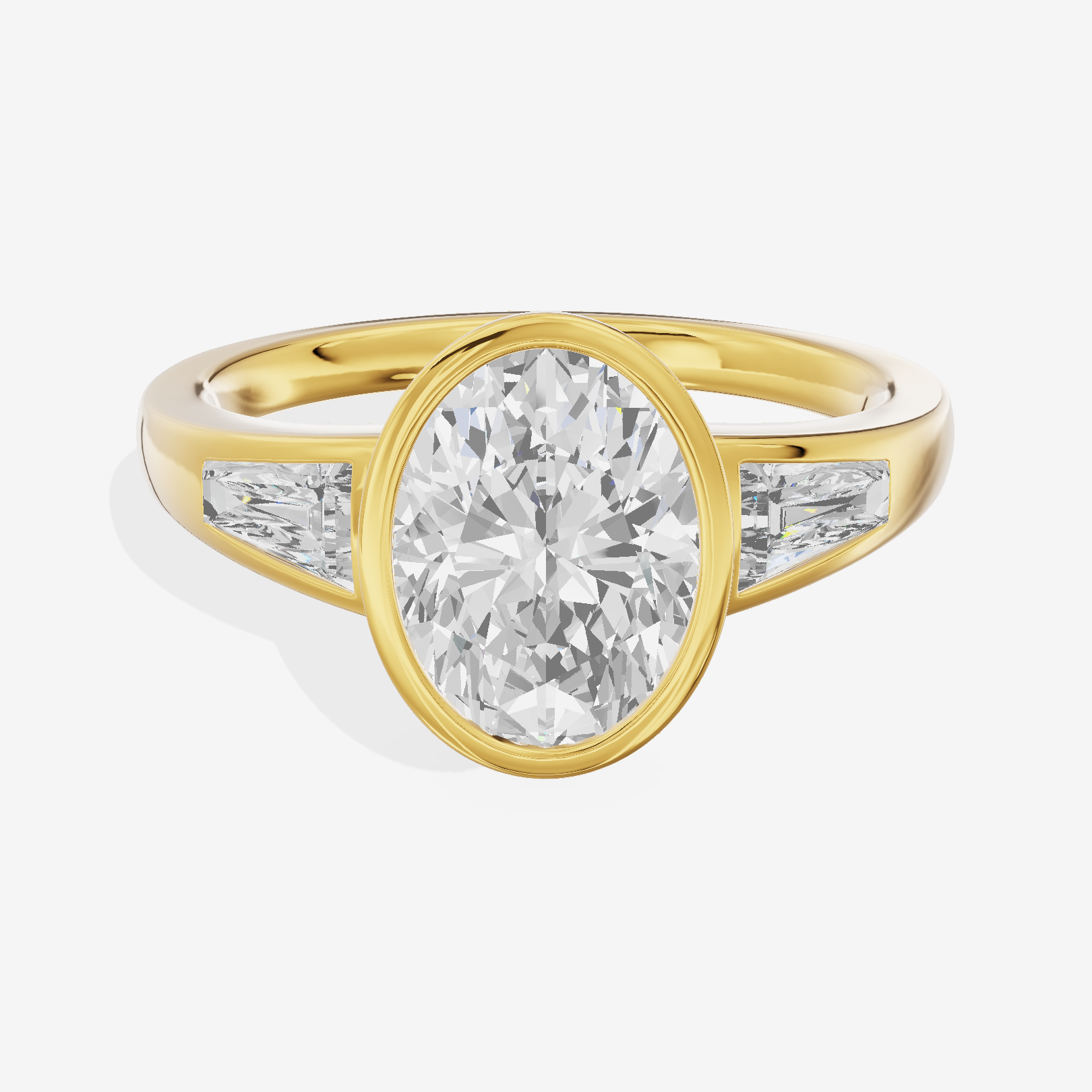 Modern Triade Oval Three Stone Engagement Ring (1/2 ct. tw.) in 18K Yellow Gold
