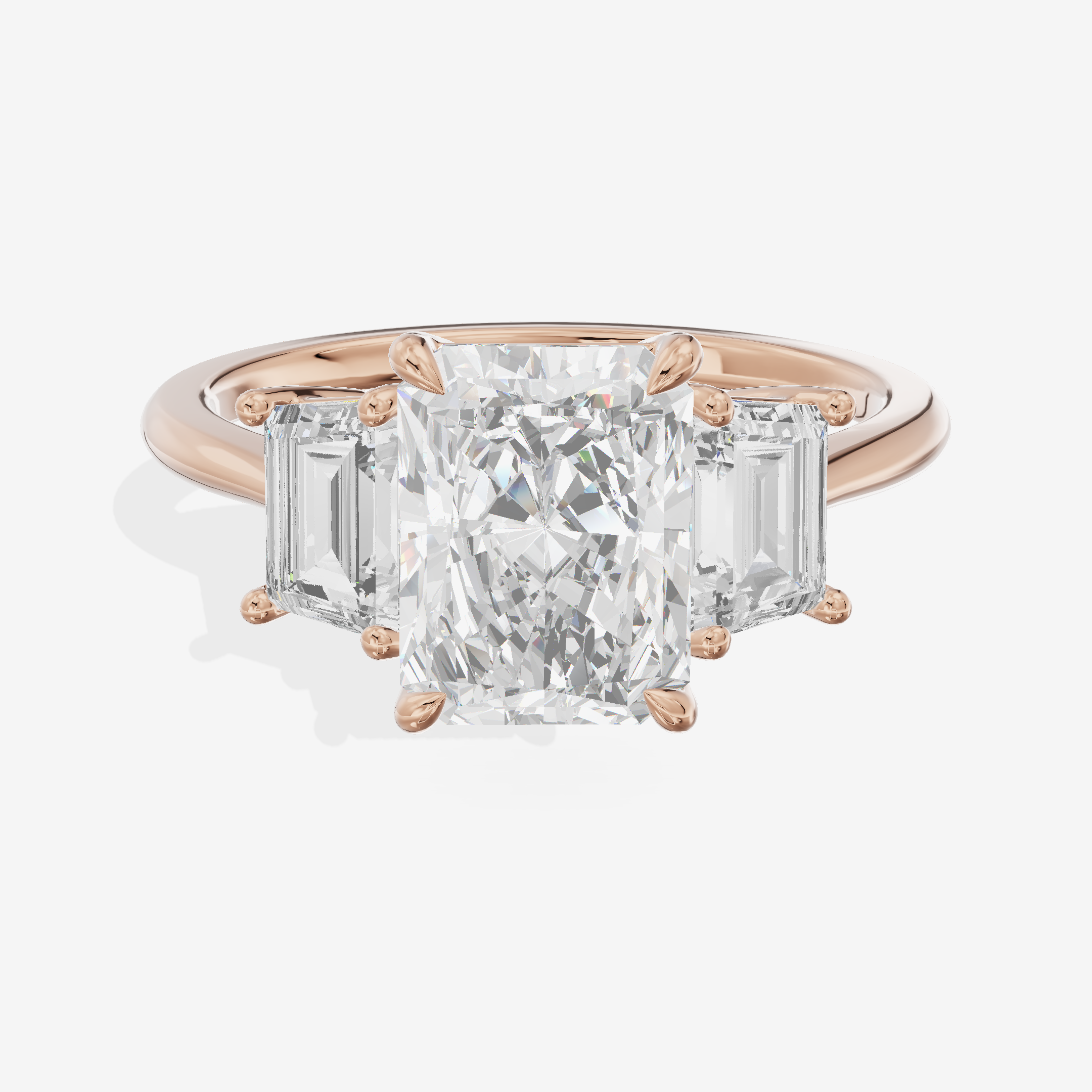Luxe Promezza Three Stone Radiant Engagement Ring (3/5 ct. tw.) in 18K Rose Gold