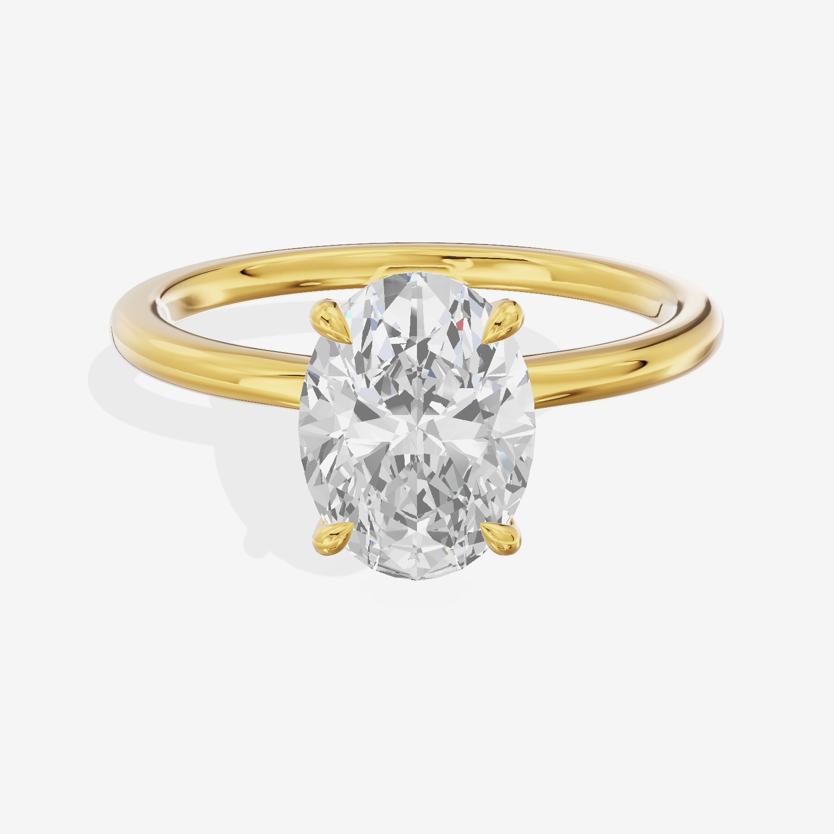 Coeurine Solitaire 1.8mm Oval Solitaire Engagement Ring in 14K Yellow Gold