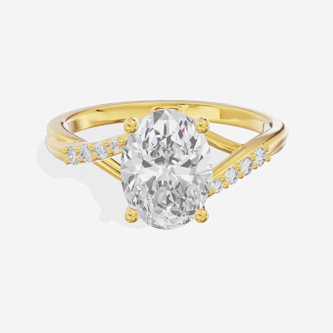 Aimora Hidden Halo Oval Engagement Ring (1/8 ct. tw.) in 14K Yellow Gold