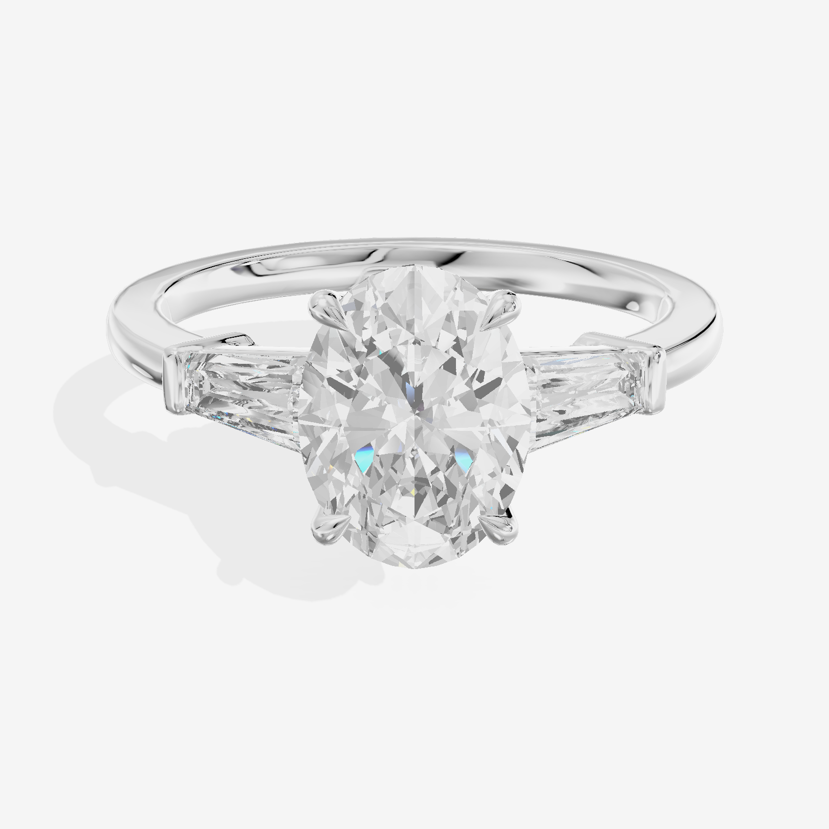 Vintage Coeurine Three Stone Oval Engagement Ring (1/2 ct. tw.) in Platinum