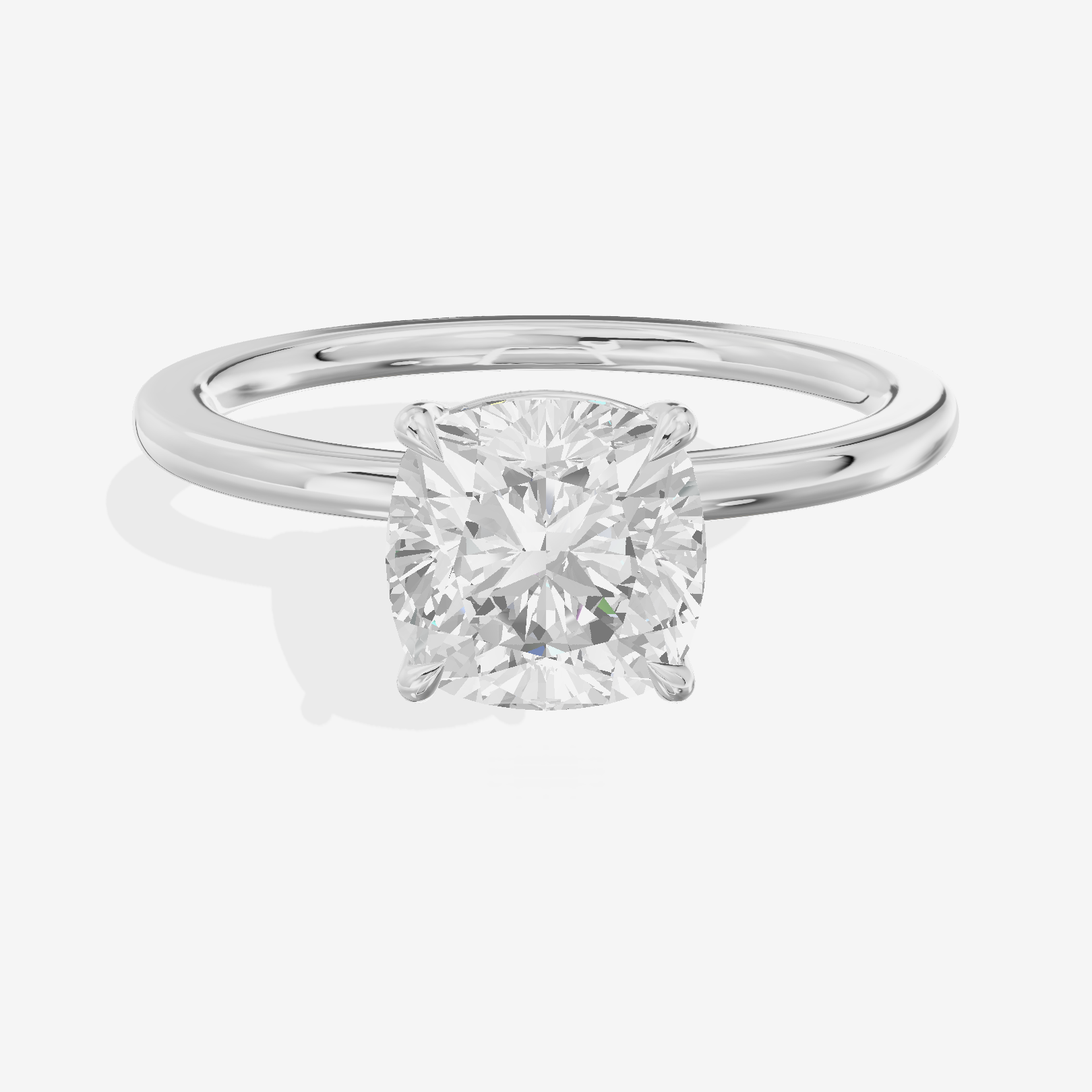 Charmae Ring 1.4mm Cushion Solitaire Engagement Ring in 18K White Gold