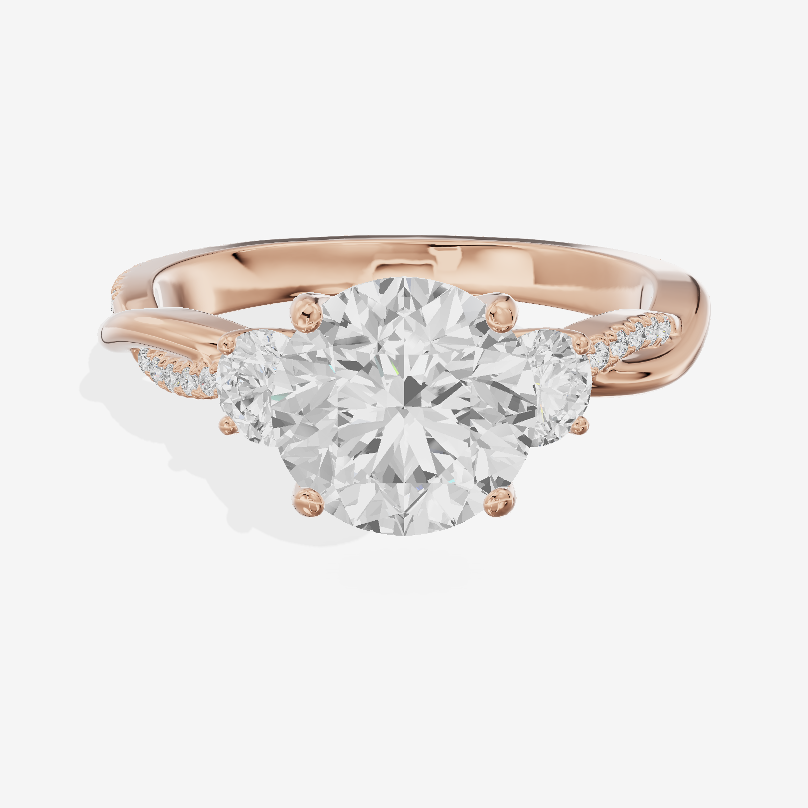 Luxe Selenia Three Stone Round Engagement Ring (1 ct. tw.) in 14K Rose Gold