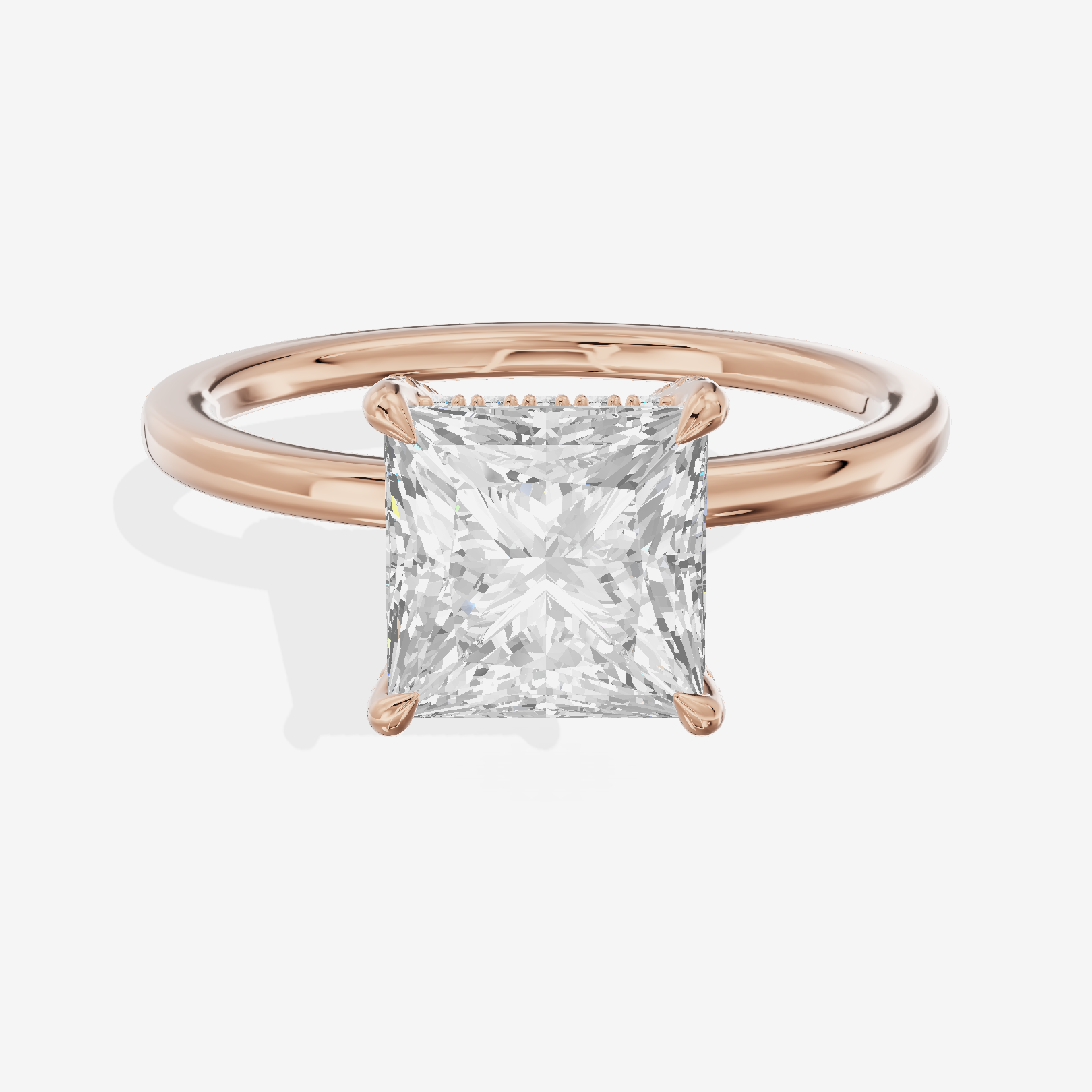 Lustrous Linger Princess Engagement Ring with Side Stones (1/10 ct. tw.) in 18K Rose Gold