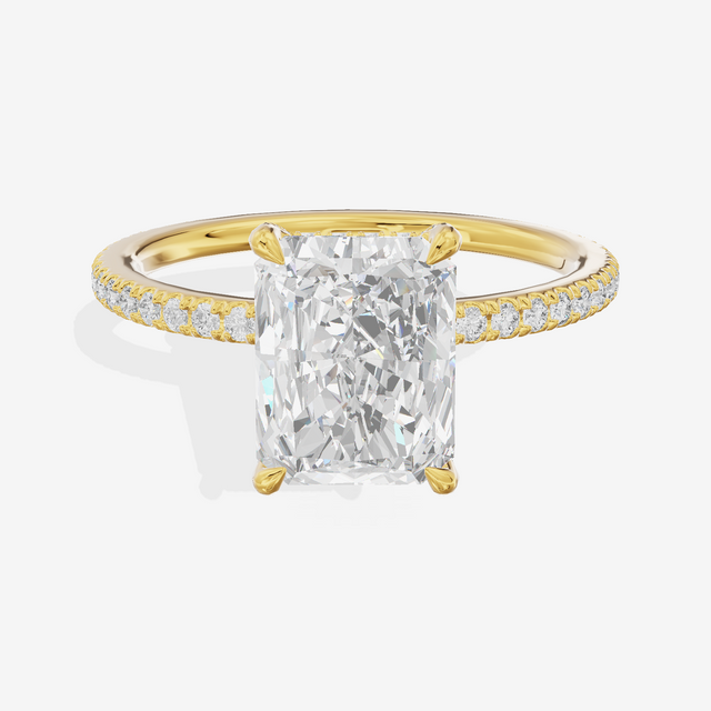 Lustrous Sincere Radiant Engagement Ring with Side Stones (1/3 ct. tw.) in 14K Yellow Gold