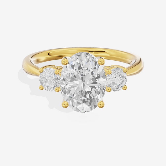Grand Sincere Three Stone Oval Engagement Ring (1/3 ct. tw.) in 14K Yellow Gold