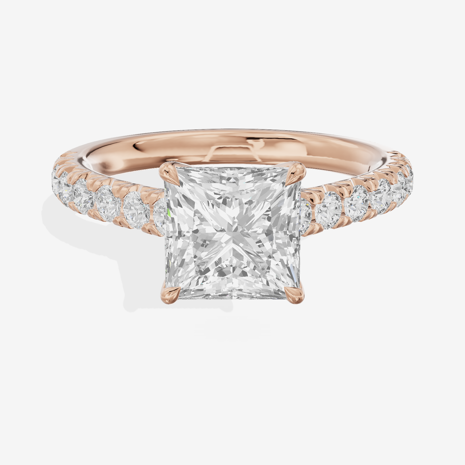 Whispered Sincere Princess Engagement Ring with Side Stones (2/5 ct. tw.) in 14K Rose Gold