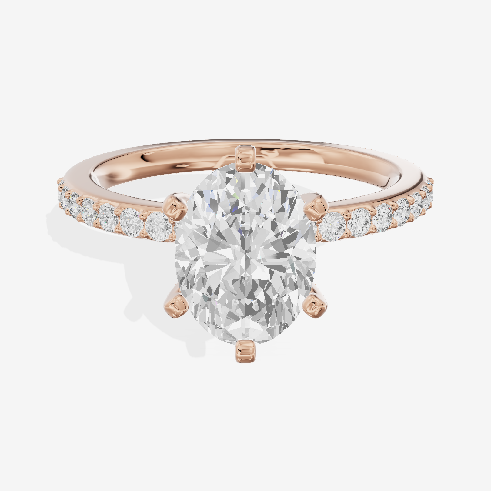 Petite Mayrelle Oval Engagement Ring with Side Stones (1/5 ct. tw.) in 18K Rose Gold