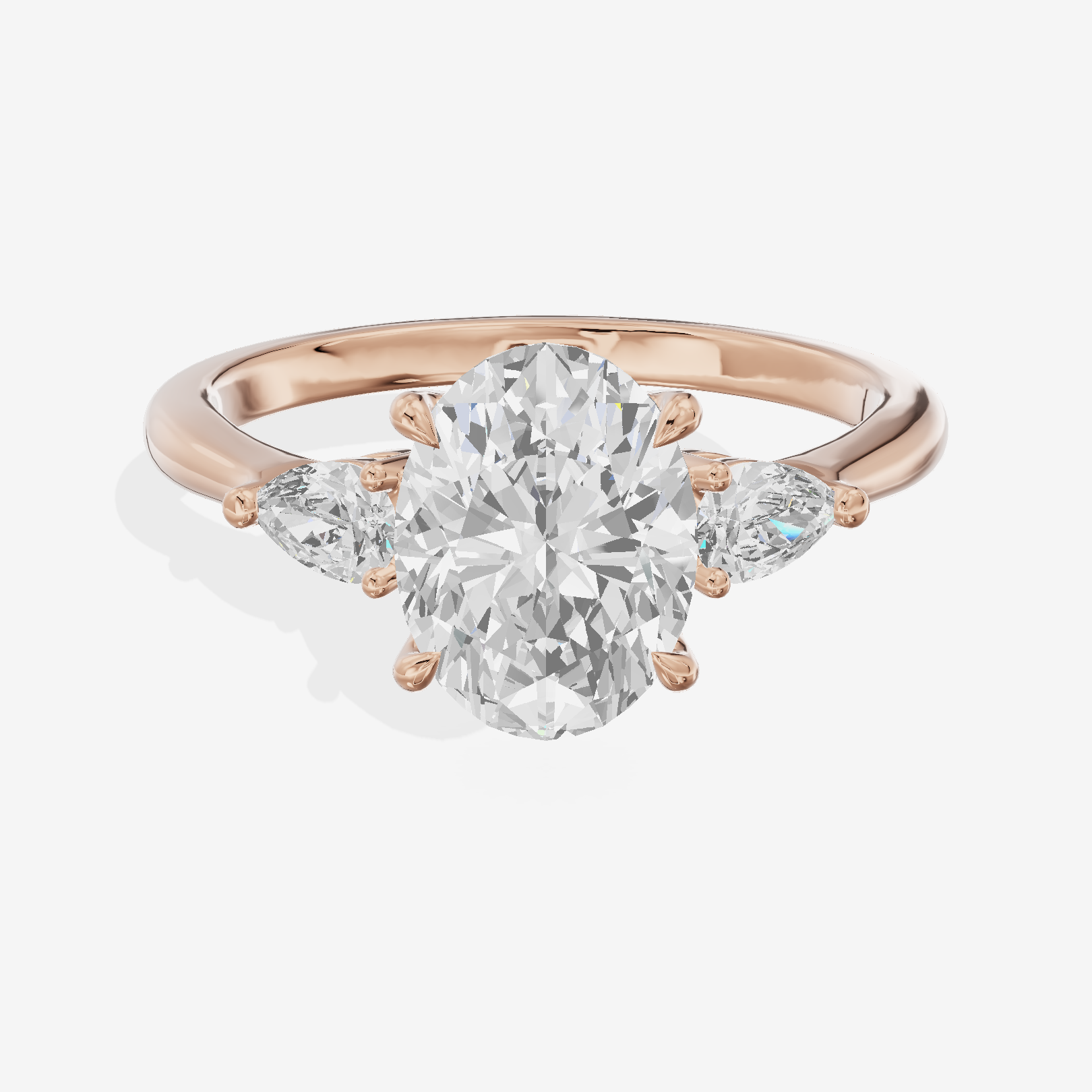 Petite Aimora Three Stone Oval Engagement Ring (1/4 ct. tw.) in 18K Rose Gold