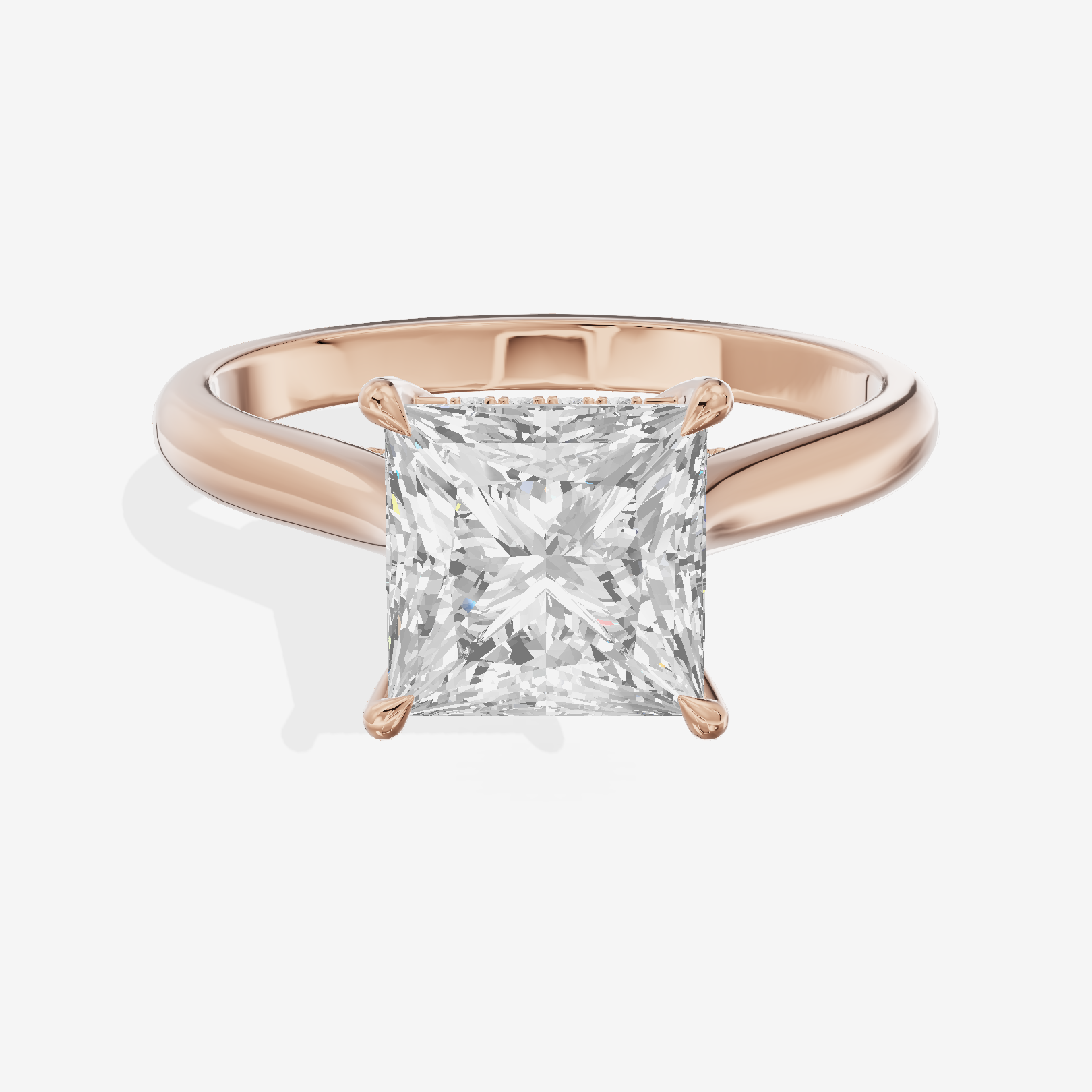 Vintage Halcyon Princess Engagement Ring with Side Stones (1/8 ct. tw.) in 18K Rose Gold
