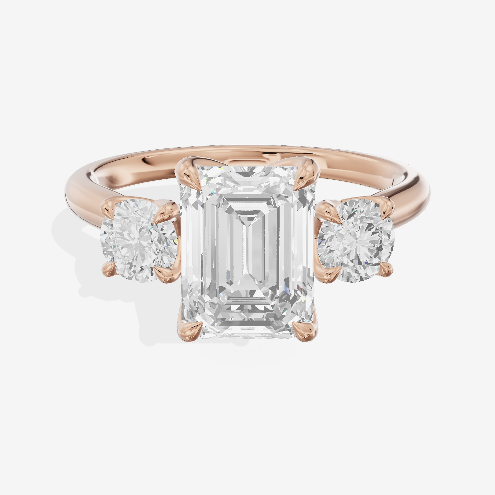 Grand Triade Emerald Three Stone Engagement Ring (2/5 ct. tw.) in 14K Rose Gold