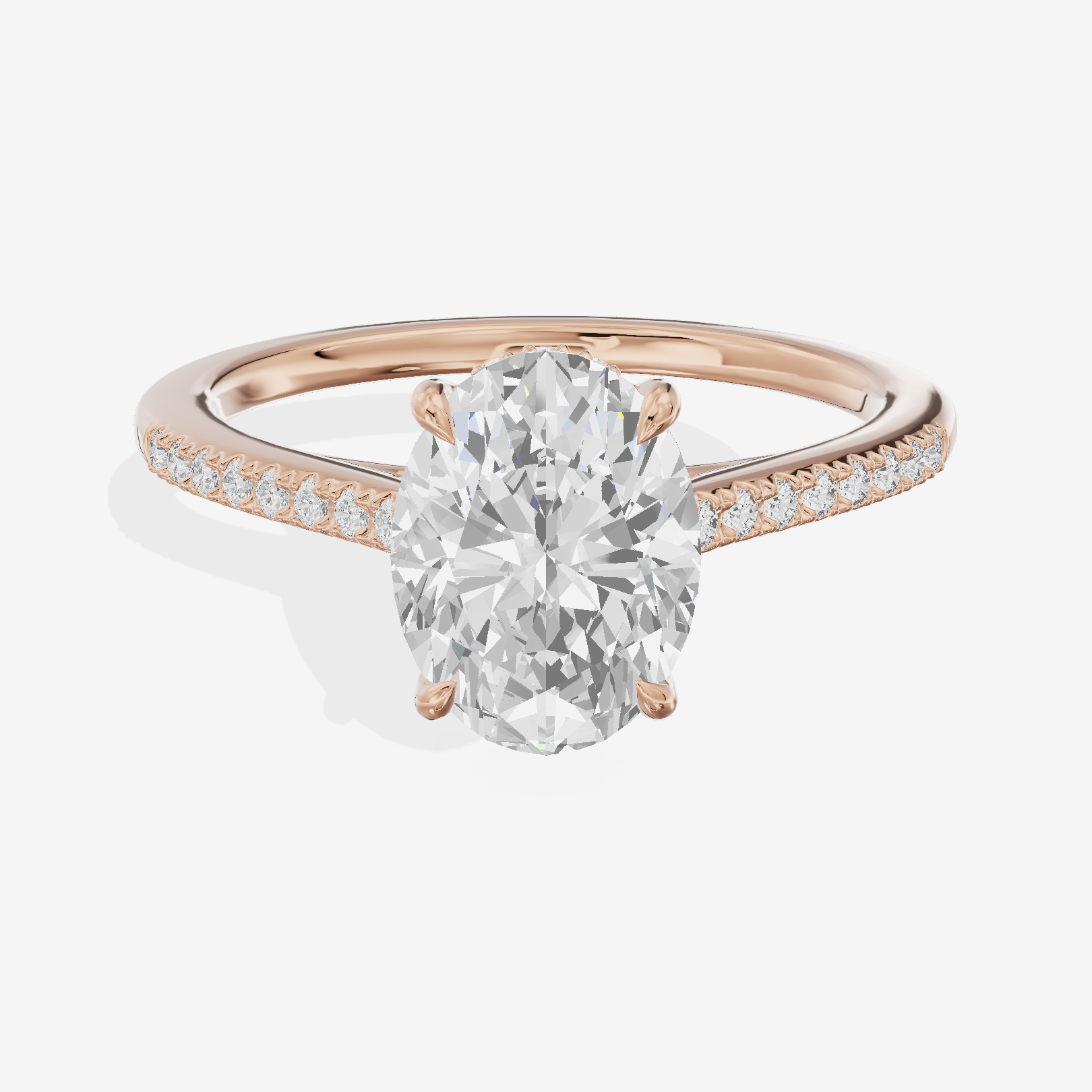 Twine Oval Engagement Ring with Side Stones (7/8 ct. tw.) in 18K Rose Gold