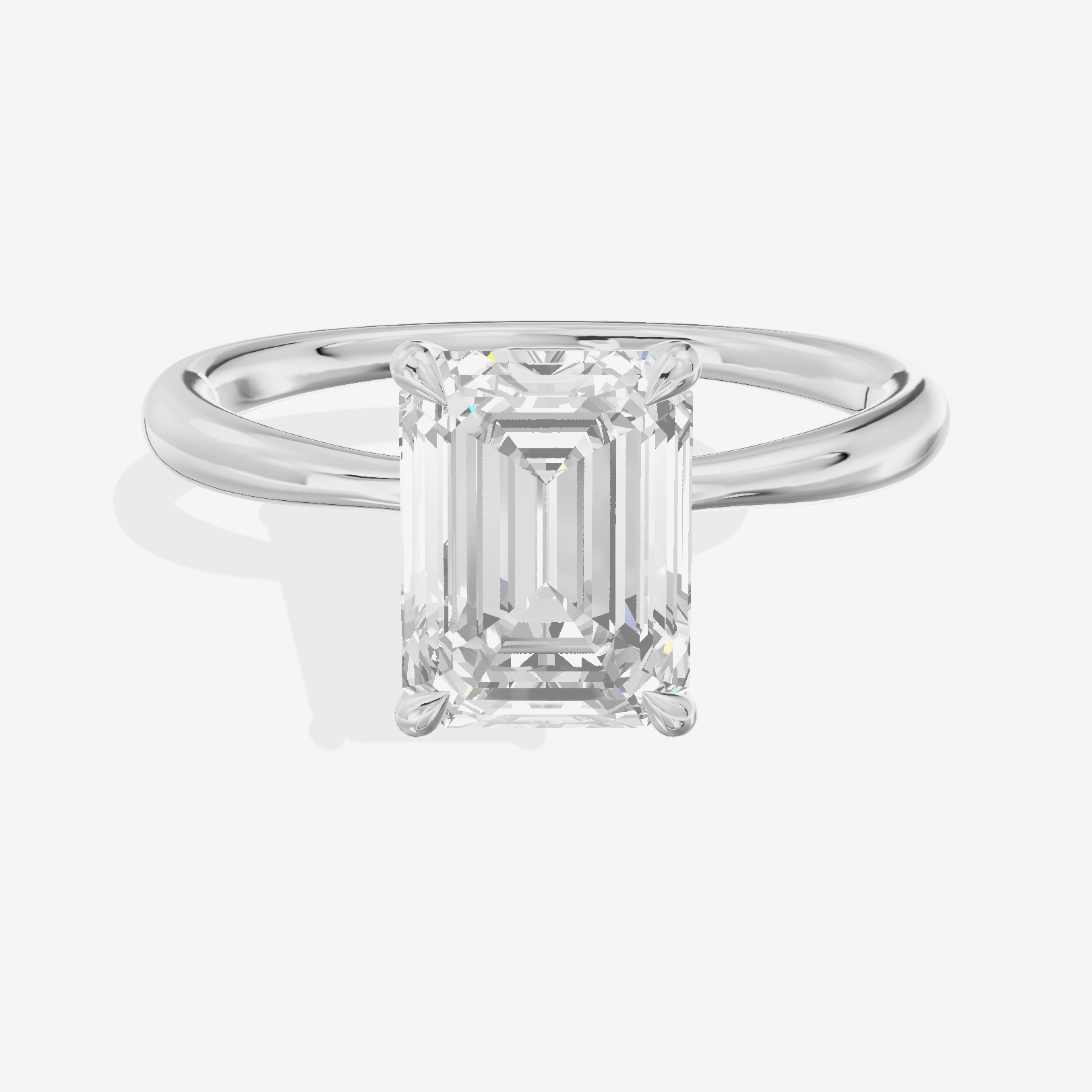 Whispered Aimora Emerald Solitaire Engagement Ring in 14K White Gold