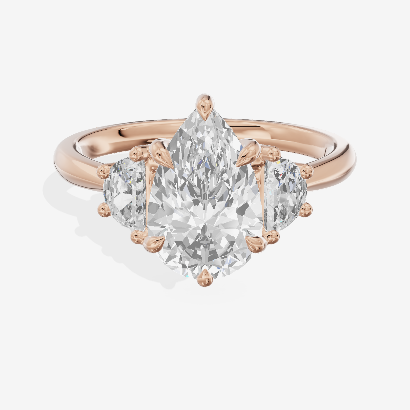 Petite Belovae Pear Three Stone Engagement Ring (1/2 ct. tw.) in 18K Rose Gold