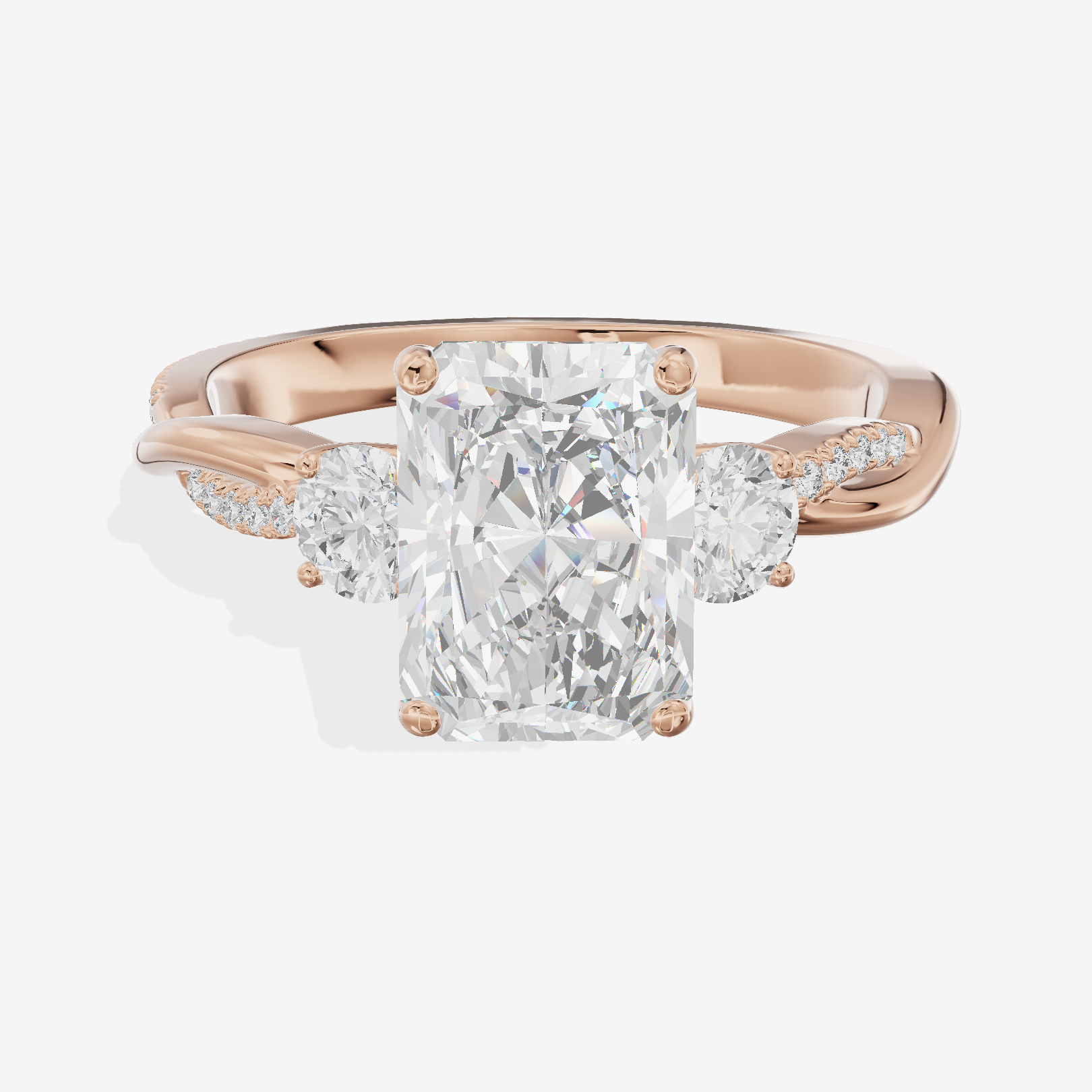 Luxe Selenia Three Stone Radiant Engagement Ring (1 ct. tw.) in 18K Rose Gold
