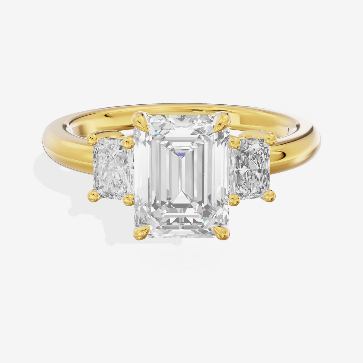 Grand Coeurine Three Stone Emerald Engagement Ring (3/8 ct. tw.) in 18K Yellow Gold