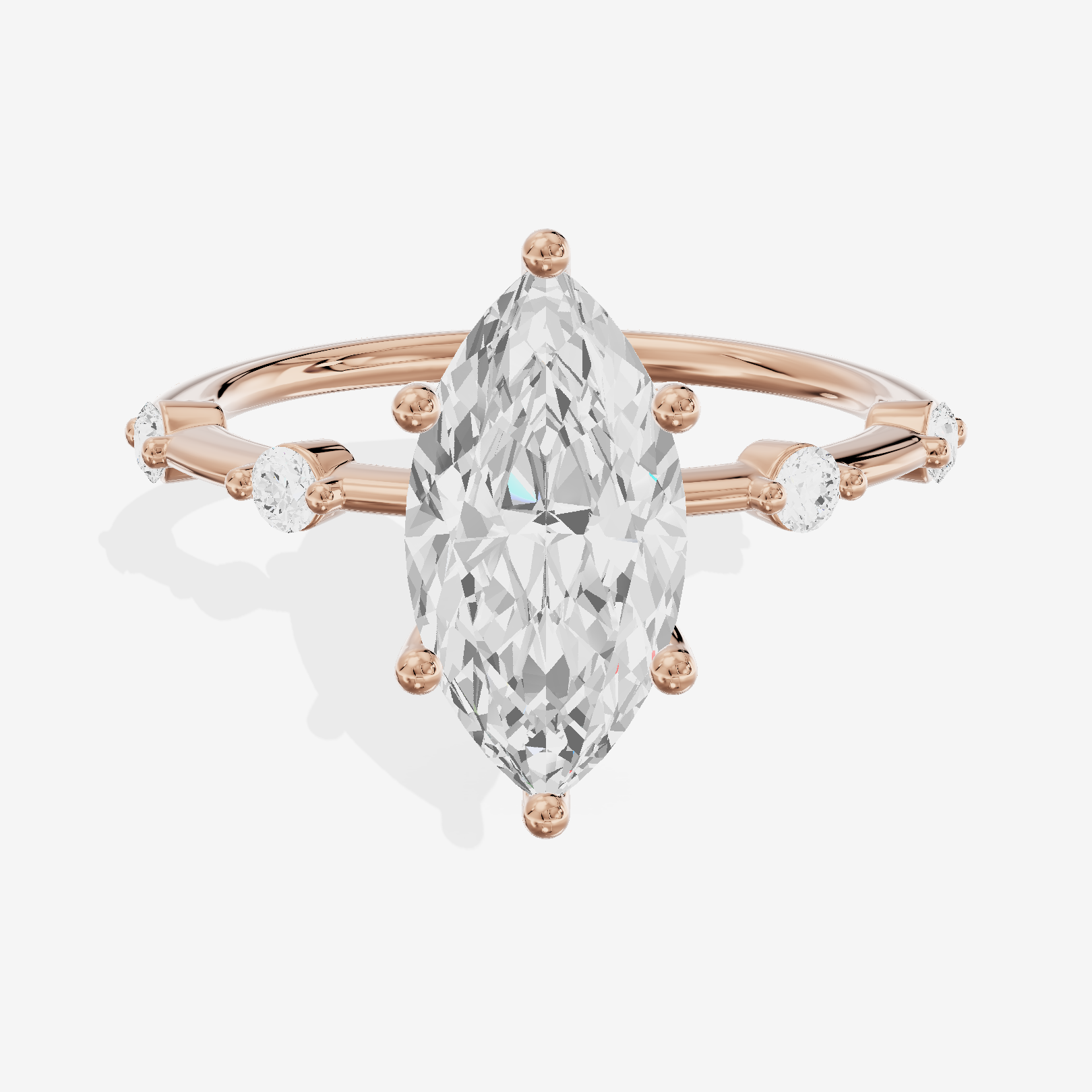 Grand Trueheart Marquise Engagement Ring with Side Stones (1/2 ct. tw.) in 14K Rose Gold