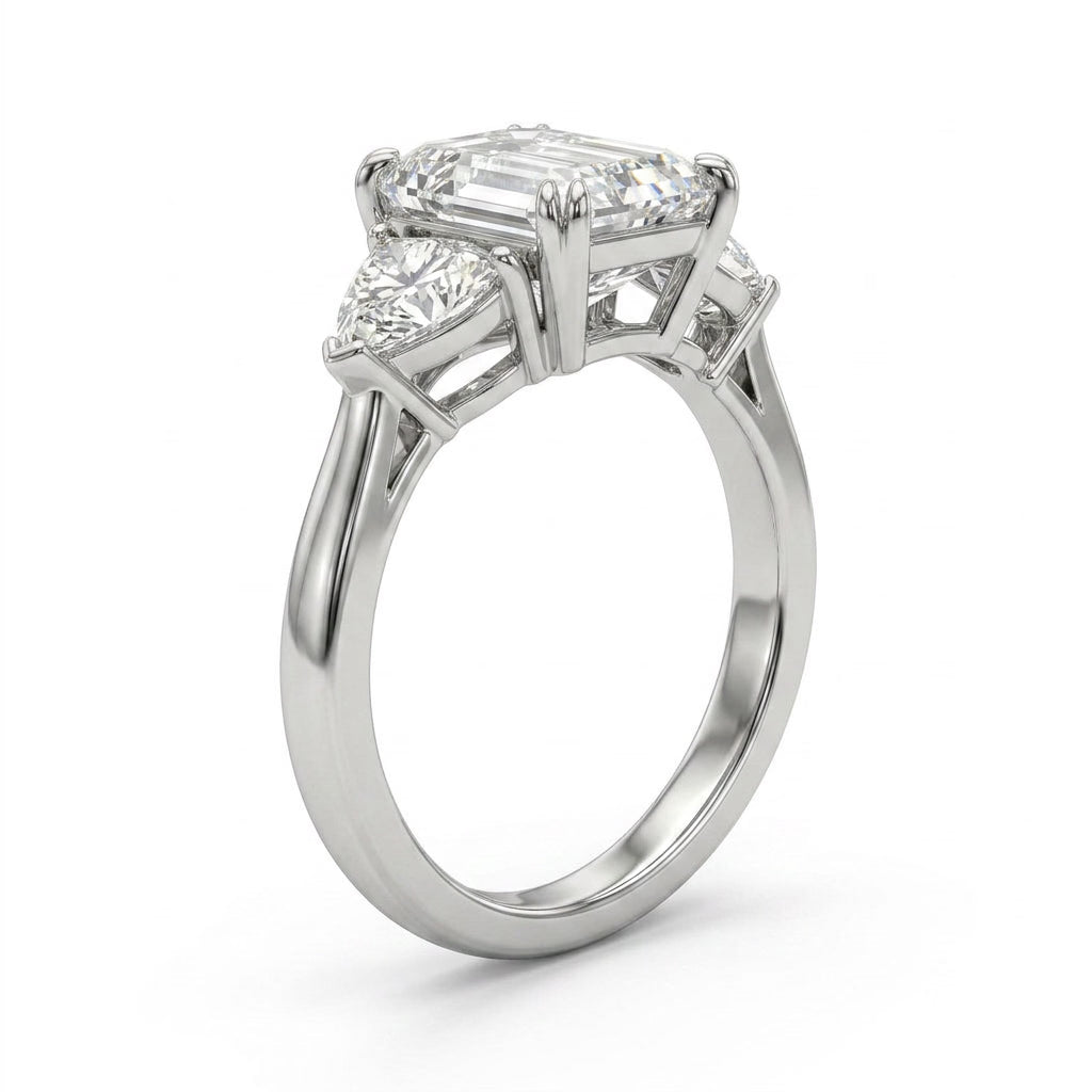 Three Stone Hexagon Engagement Ring (3.03 ct. tw.) in Platinum