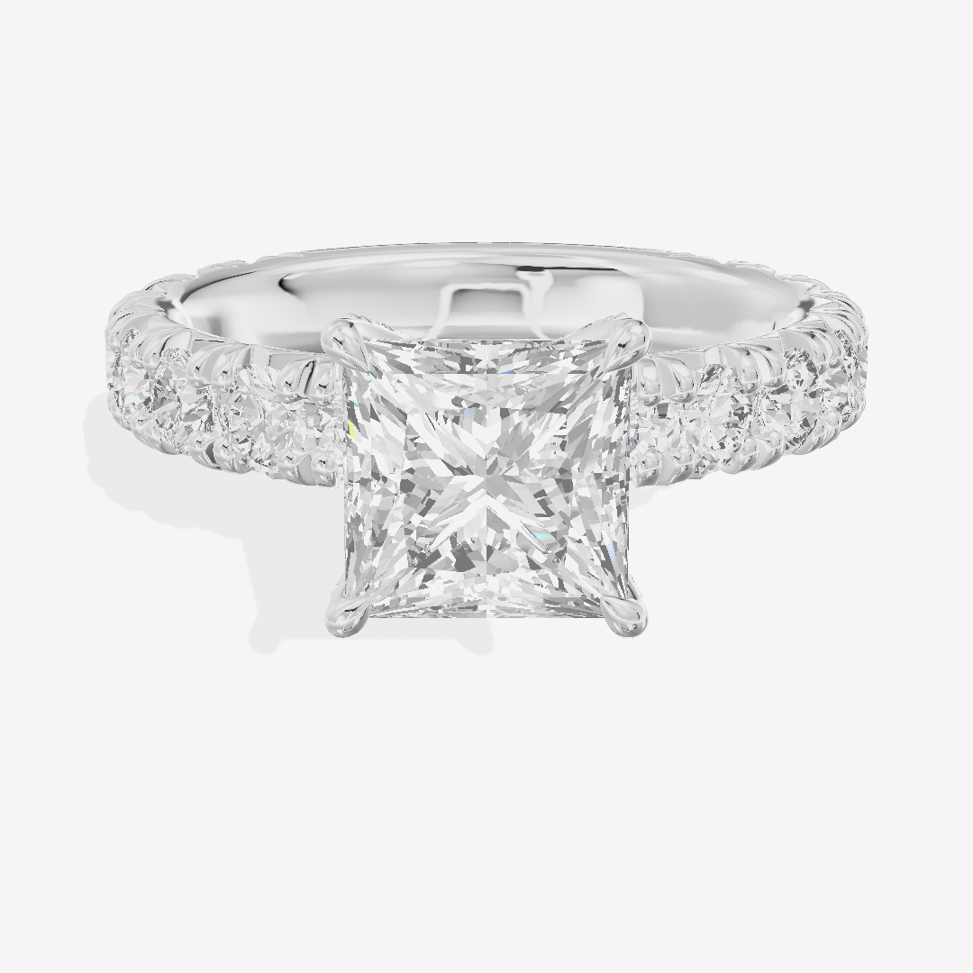 Crowned Sincere Princess Engagement Ring with Side Stones (3/4 ct. tw.) in Platinum