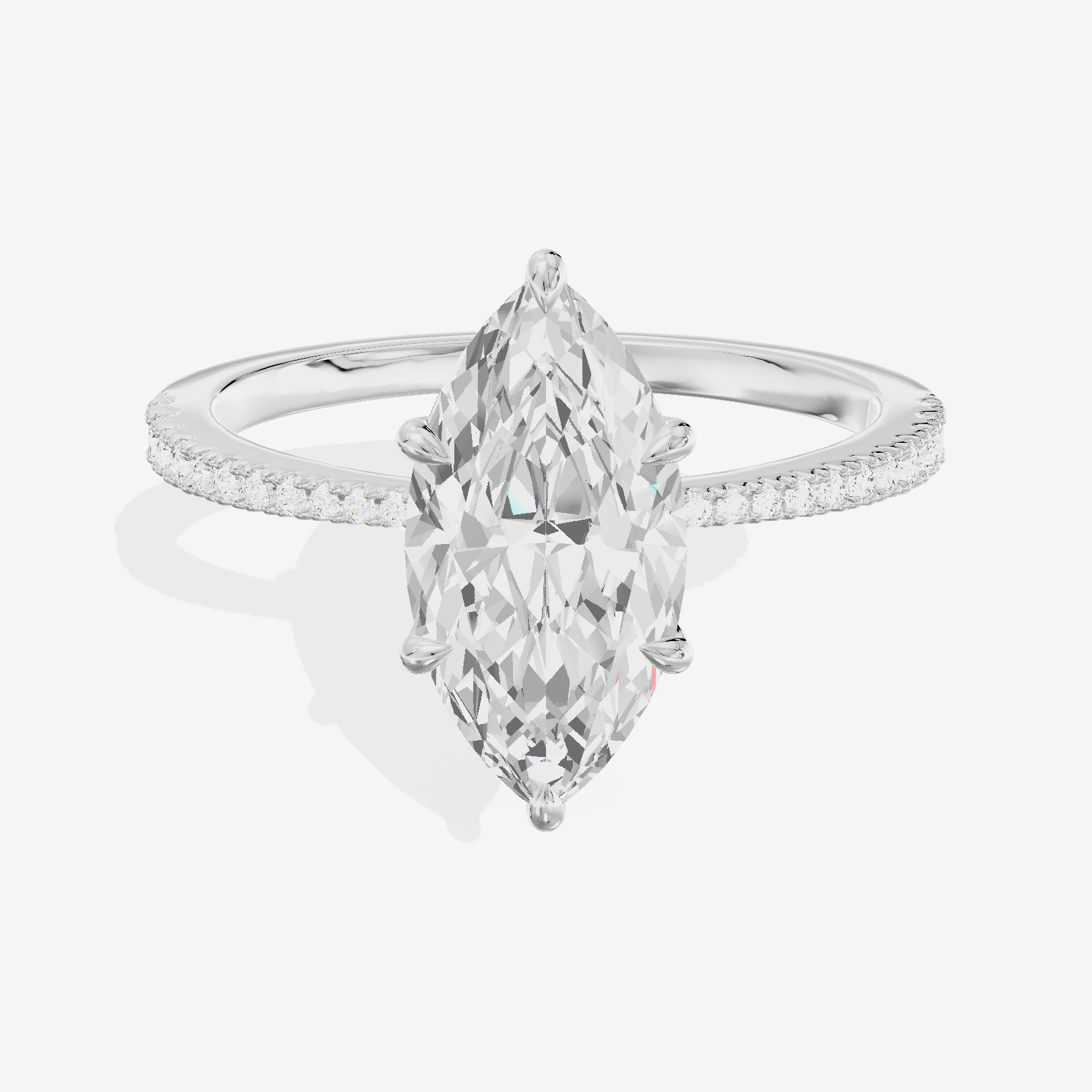 Luxe Promezza Marquise Engagement Ring with Side Stones (1/2 ct. tw.) in 14K White Gold