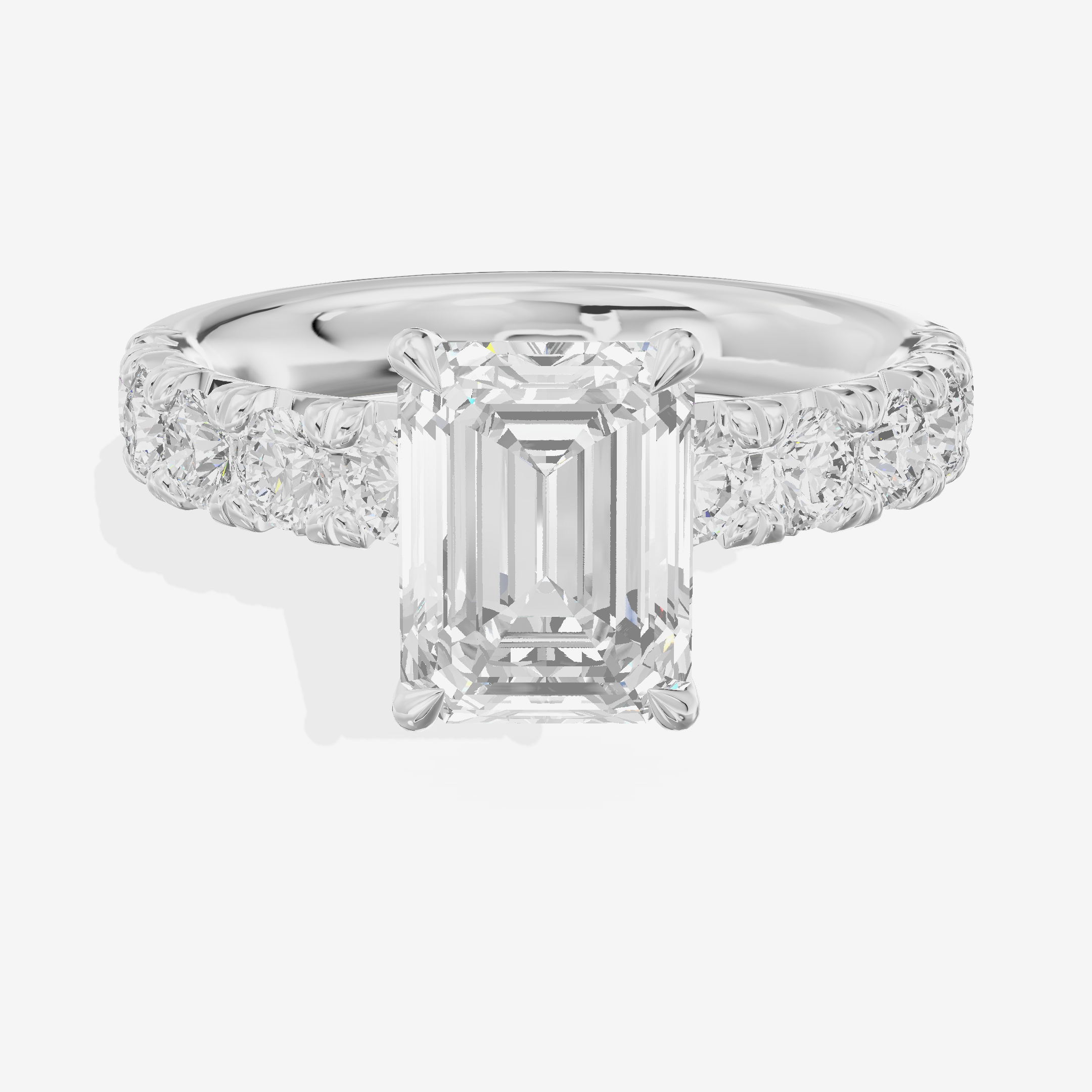 Lustrous Aurea Emerald Engagement Ring with Side Stones (3/4 ct. tw.) in 18K White Gold