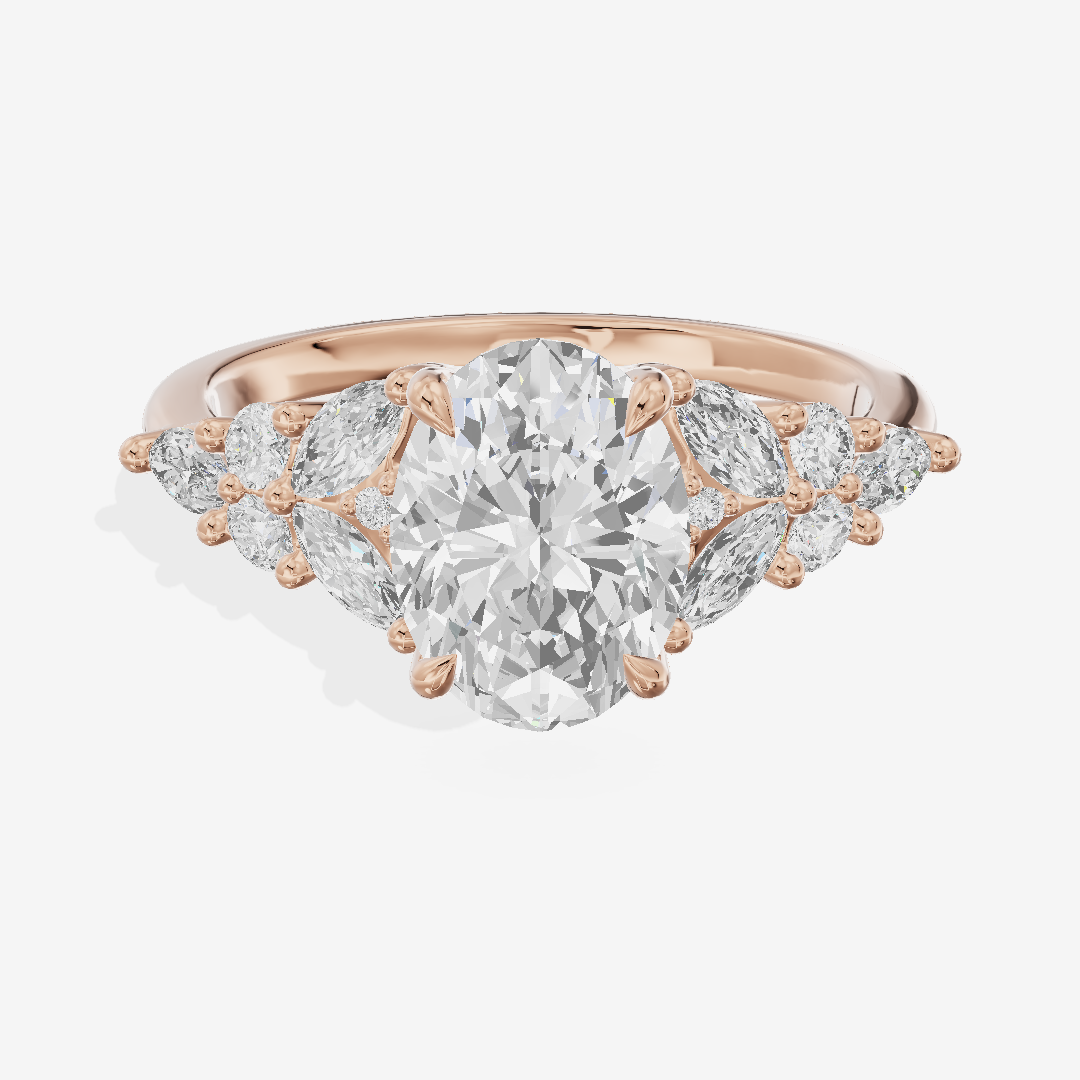 Modern Heartline Oval Engagement Ring with Side Stones (1/2 ct. tw.) in 14K Rose Gold