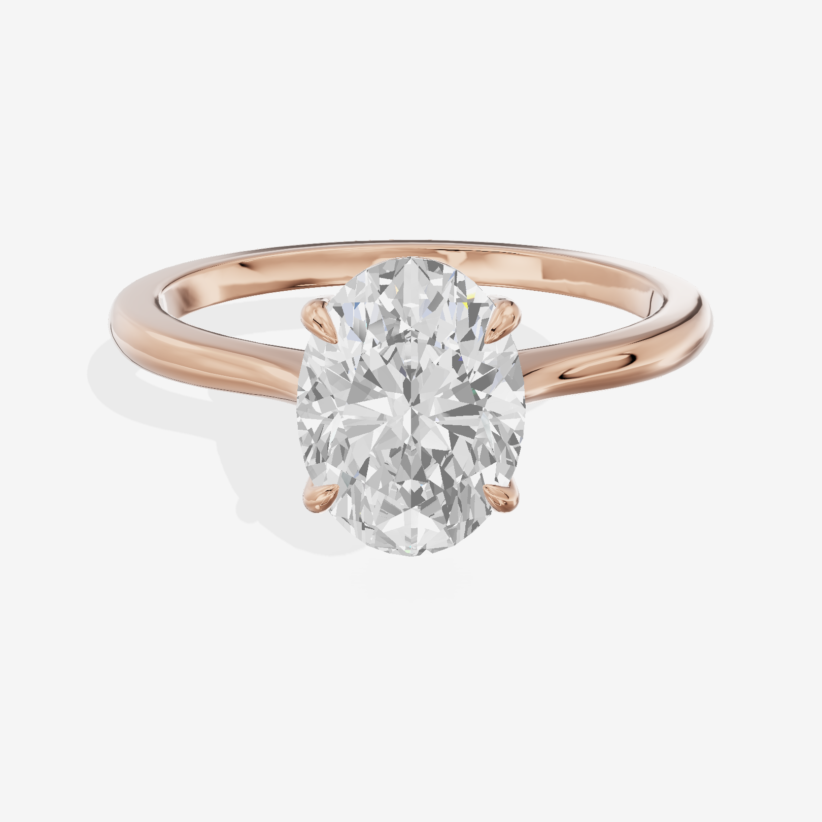 Crowned Halcyon 2.5mm Oval Six-Prong Engagement Ring in 18K Rose Gold
