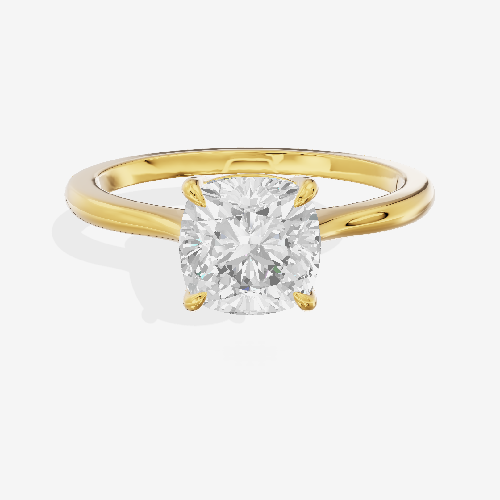 Bowed Adorae 1.5mm Cushion Solitaire Engagement Ring in 14K Yellow Gold