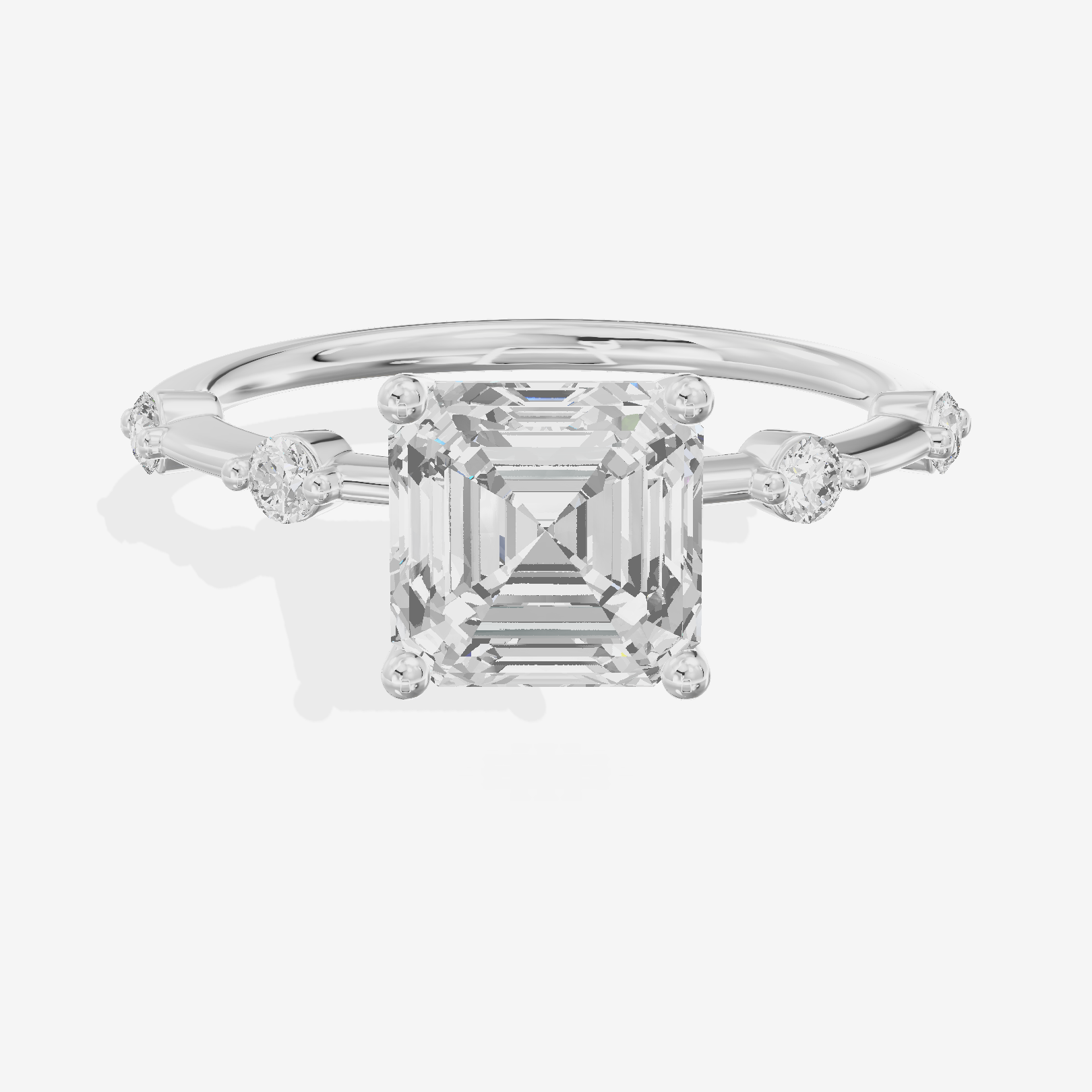 Grand Trueheart Asscher Engagement Ring with Side Stones (1/2 ct. tw.) in 18K White Gold