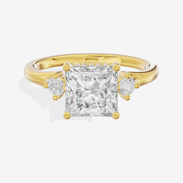Sincere Three Stone Princess Engagement Ring (1/6 ct. tw.) in 14K Yellow Gold