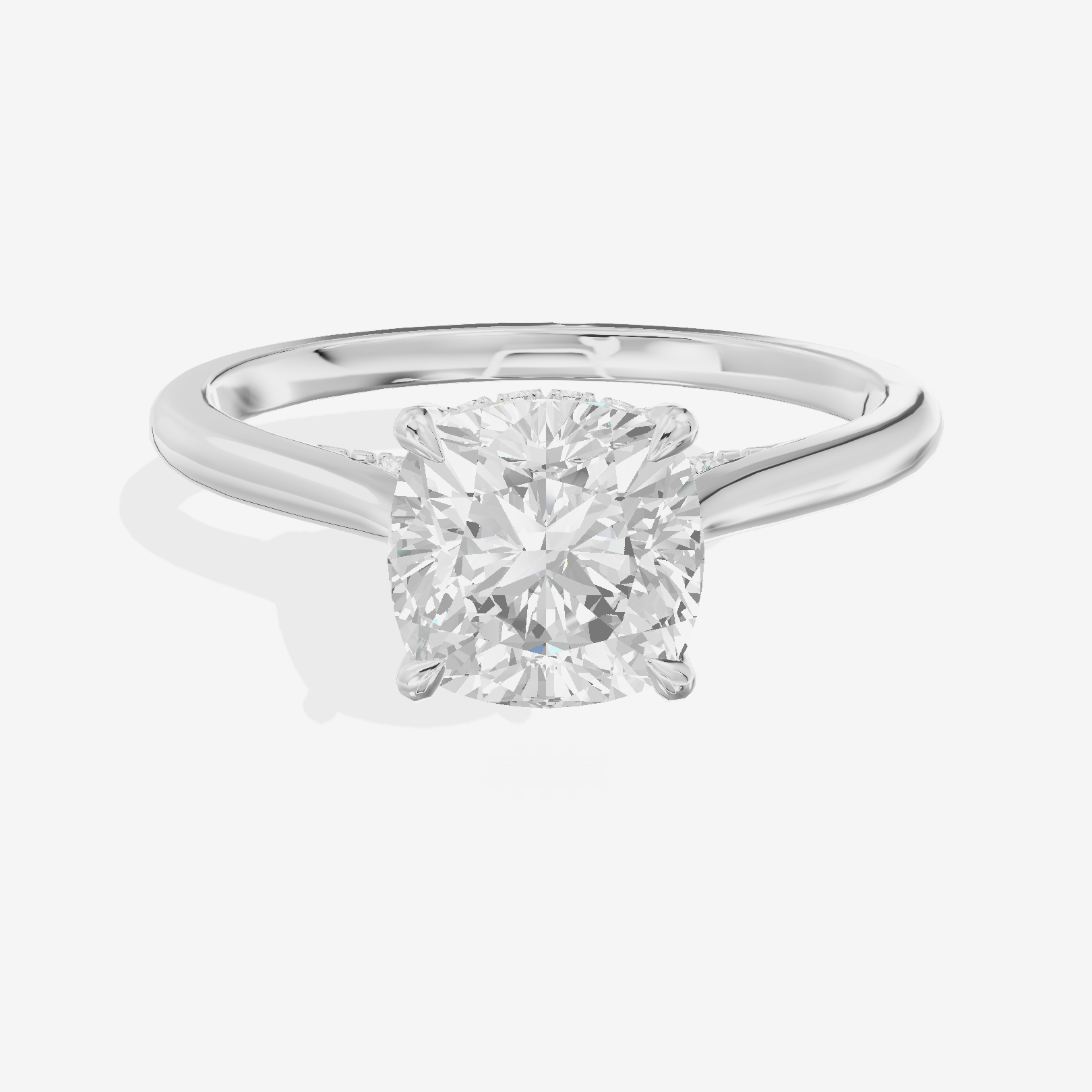 Lustrous Linger Cushion Engagement Ring with Side Stones (1/10 ct. tw.) in 14K White Gold