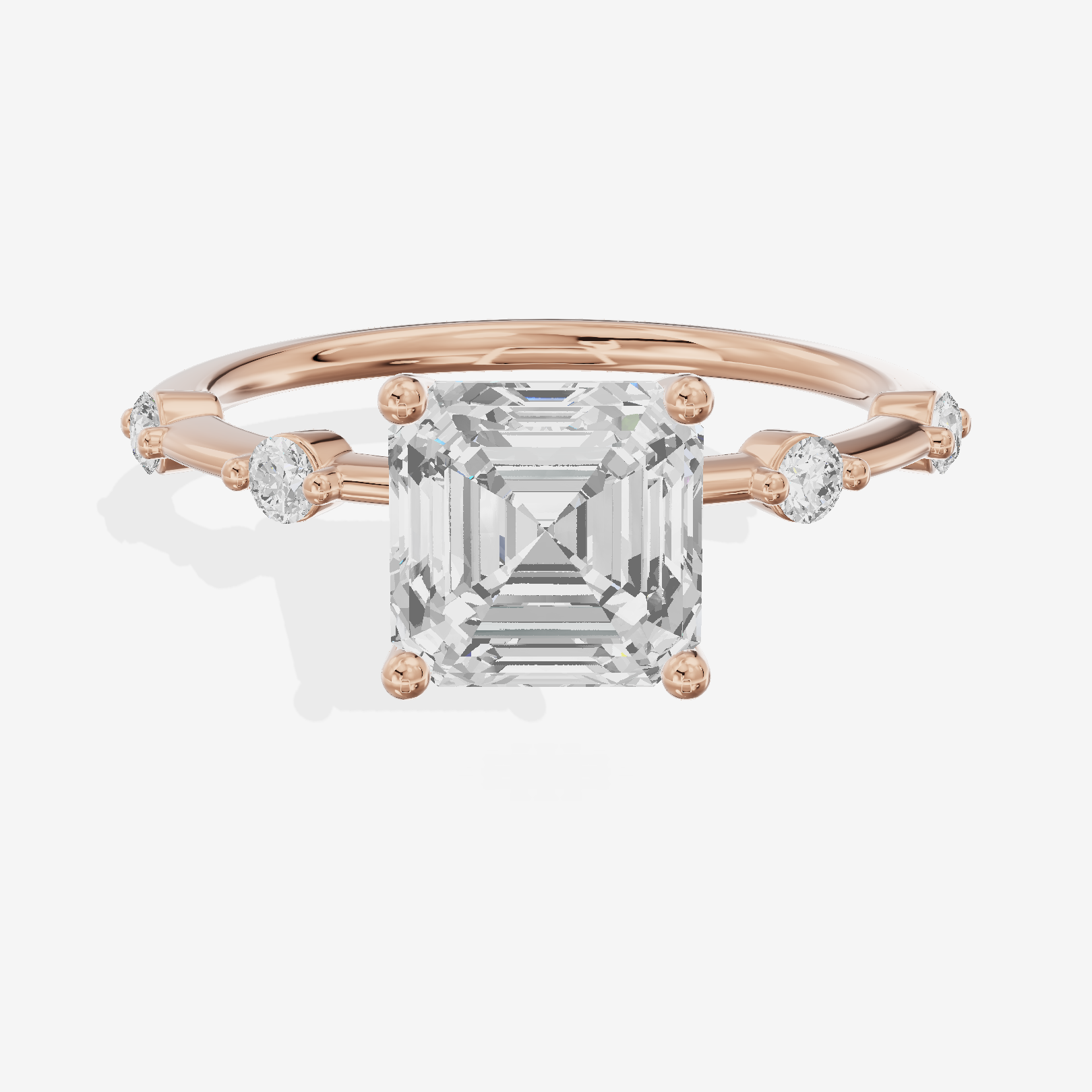 Grand Trueheart Asscher Engagement Ring with Side Stones (1/2 ct. tw.) in 18K Rose Gold