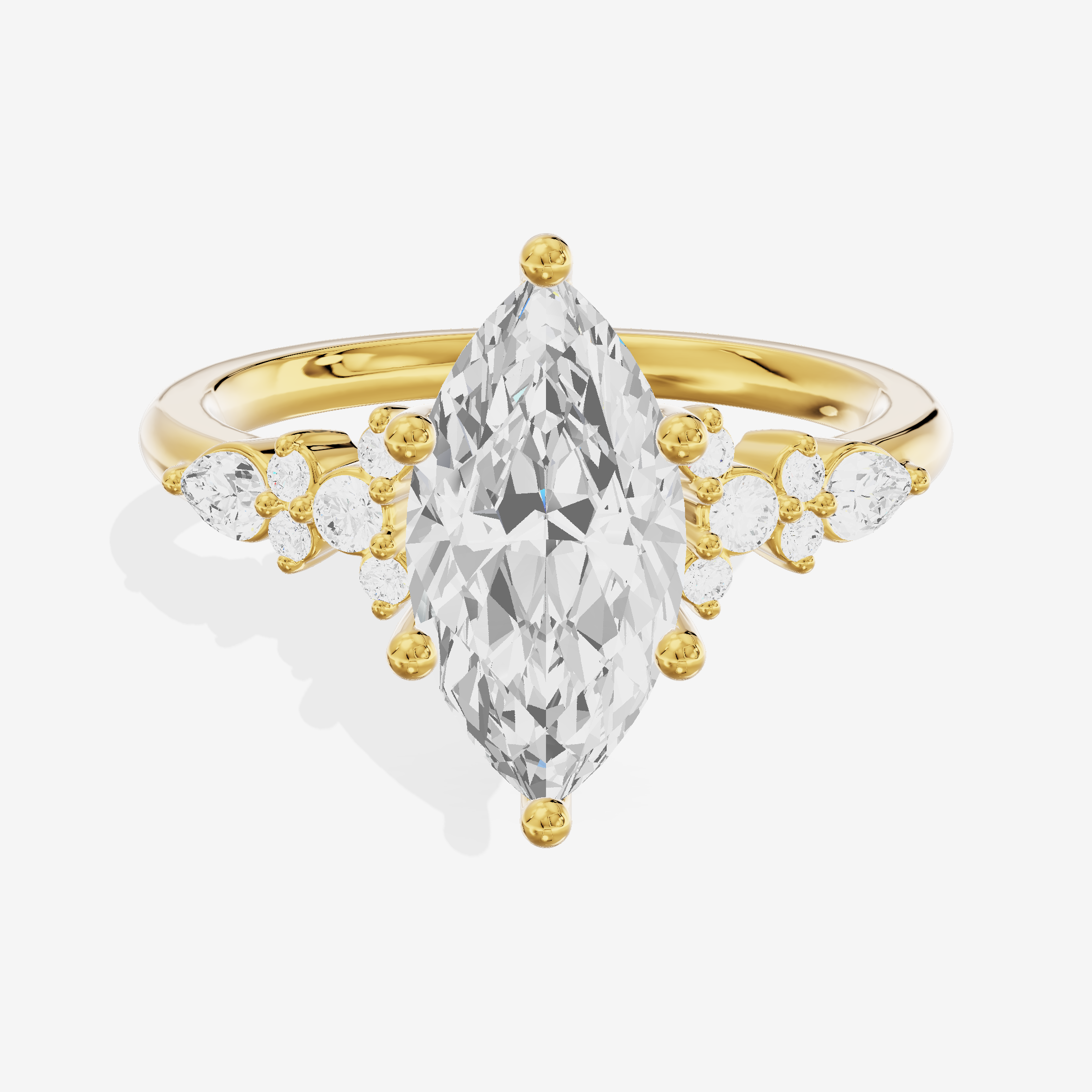 Luxe Sincere Marquise Engagement Ring with Side Stones (1/10 ct. tw.) in 18K Yellow Gold