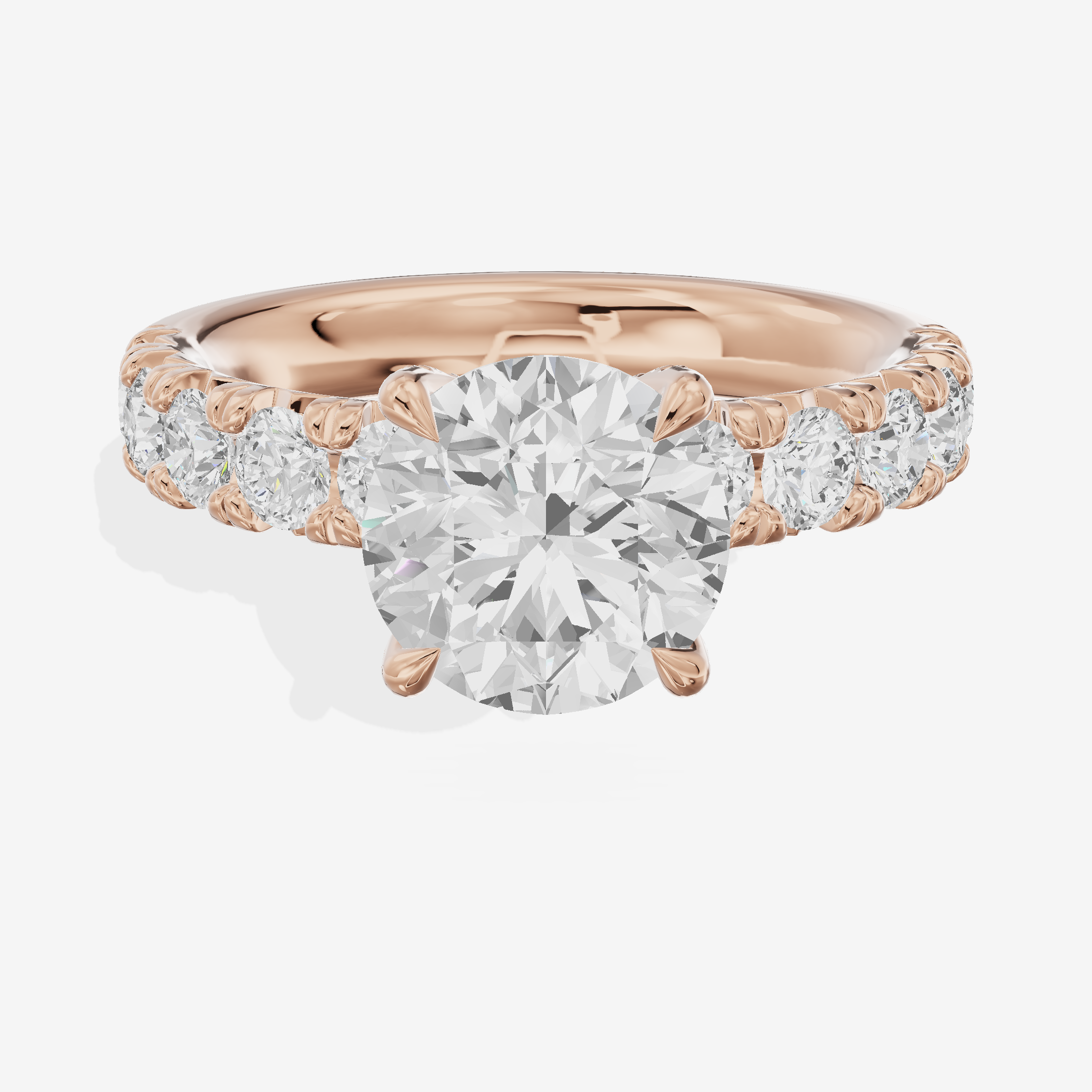 Luxe Goldweave Round Engagement Ring with Side Stones (1/5 ct. tw.) in 14K Rose Gold