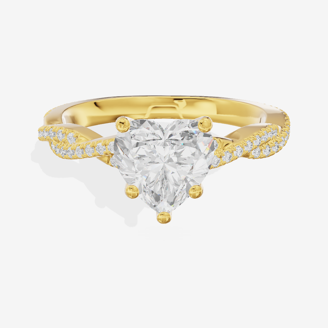 Petite Lightwoven Heart Pavé Engagement Ring (1/4 ct. tw.) in 18K Yellow Gold