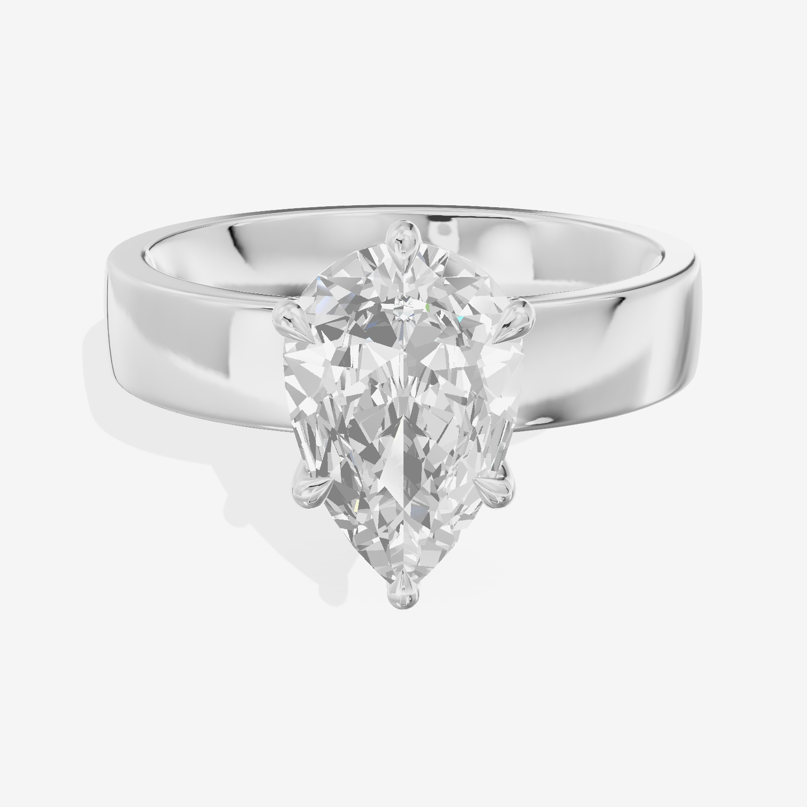 Hallowed Coeurine 4mm Pear Solitaire Engagement Ring in 18K White Gold