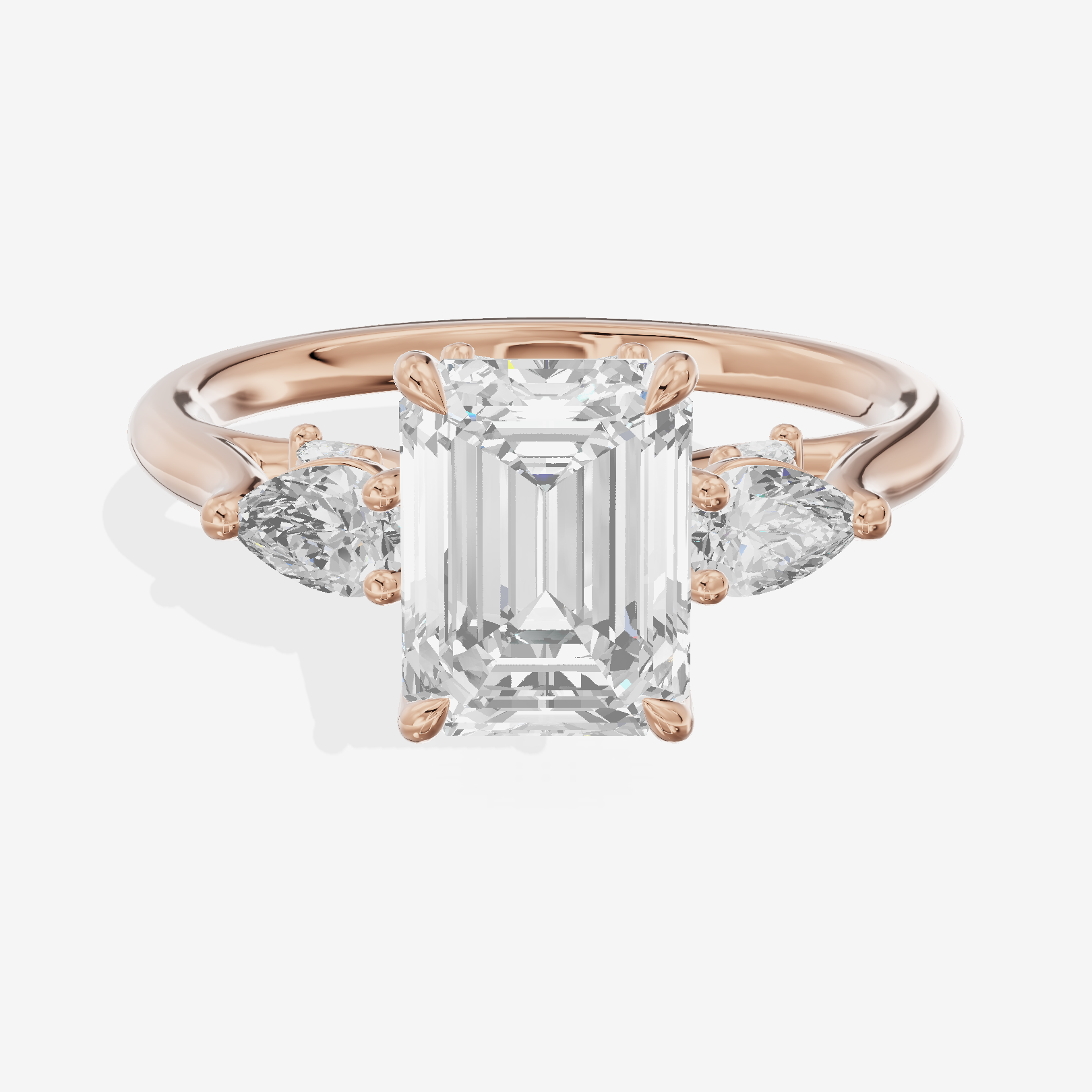 Classic Vowsae Three Stone Emerald Engagement Ring (3/5 ct. tw.) in 18K Rose Gold