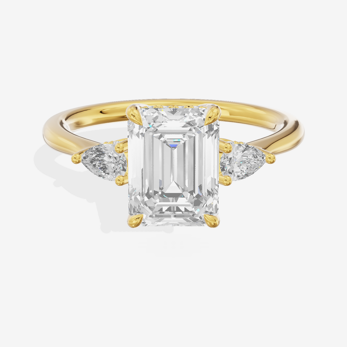 Petite Vowsae Three Stone Emerald Engagement Ring (1/4 ct. tw.) in 18K Yellow Gold