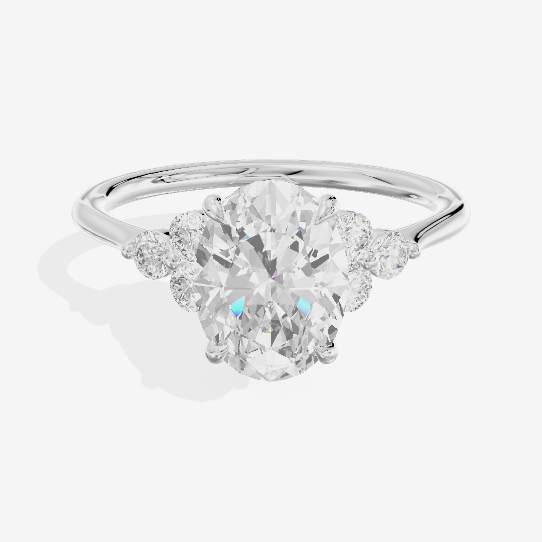 Luxe Trueheart Oval Engagement Ring with Side Stones (1/5 ct. tw.) in 18K White Gold