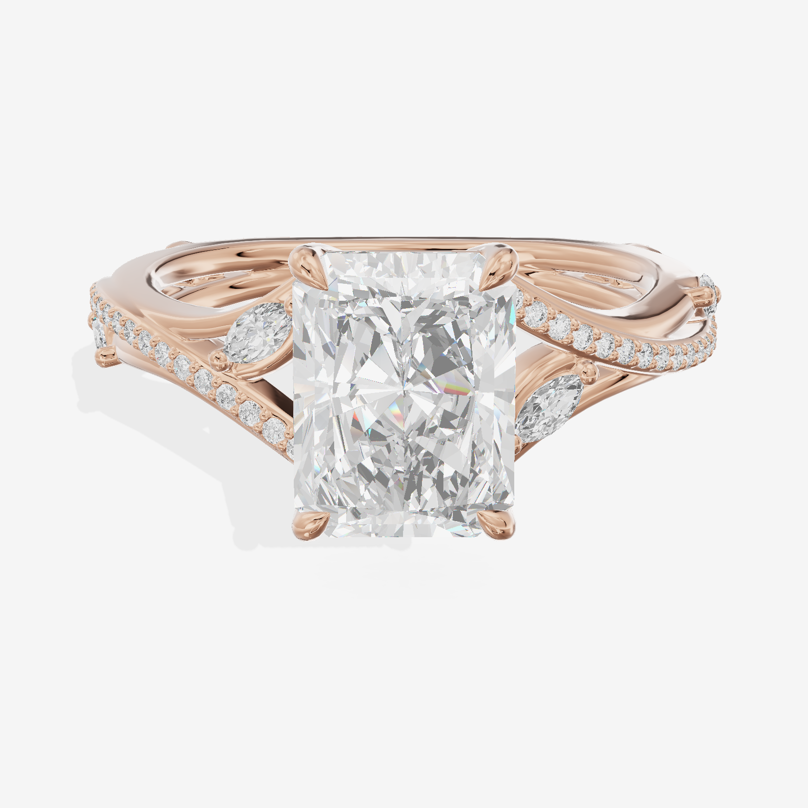 Twined Adorae Radiant Twisted Engagement Ring (1/4 ct. tw.) in 18K Rose Gold